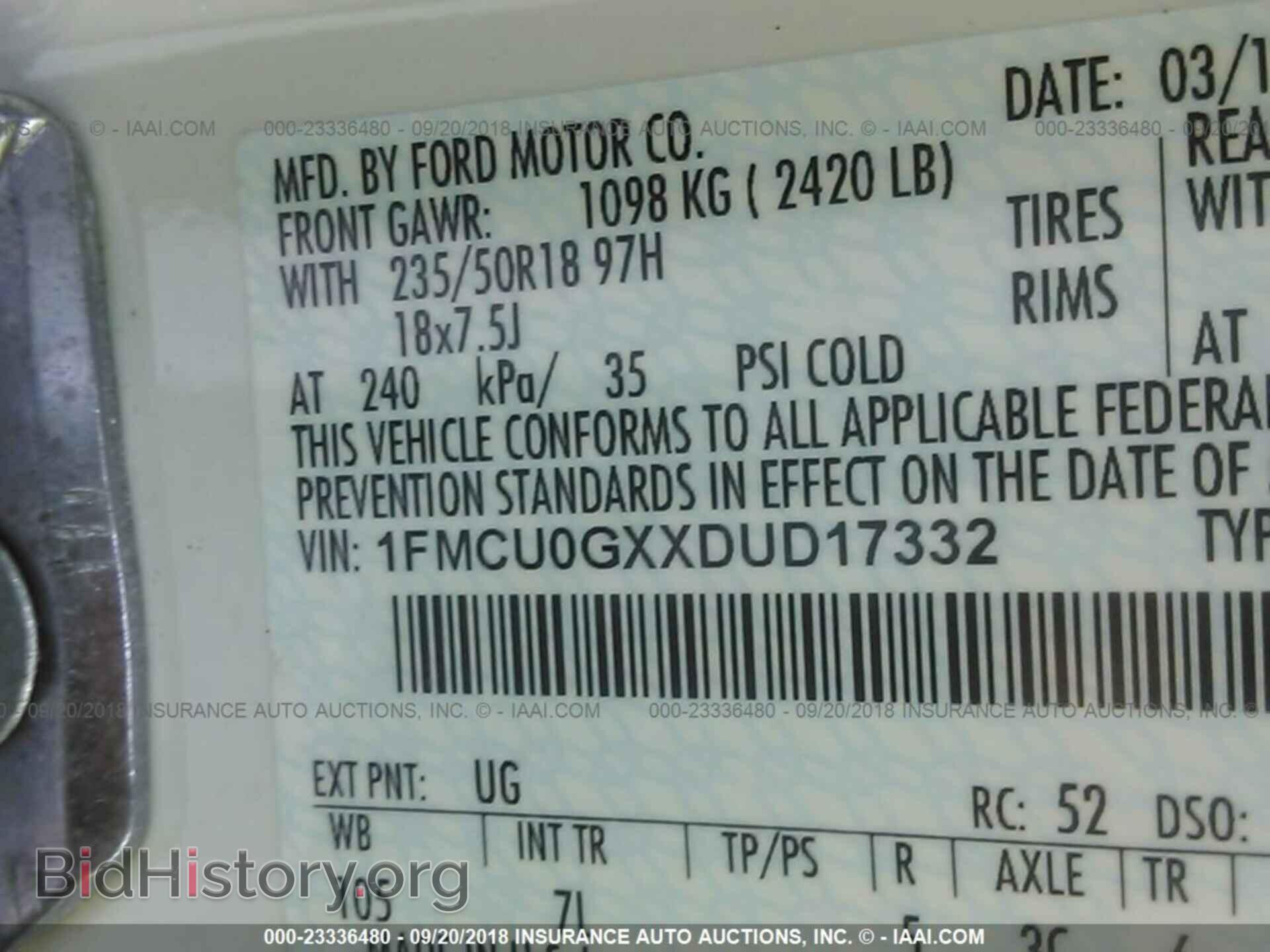 2013 Ford Escape - VIN: 1FMCU0GXXDUD17332 - Фото 9