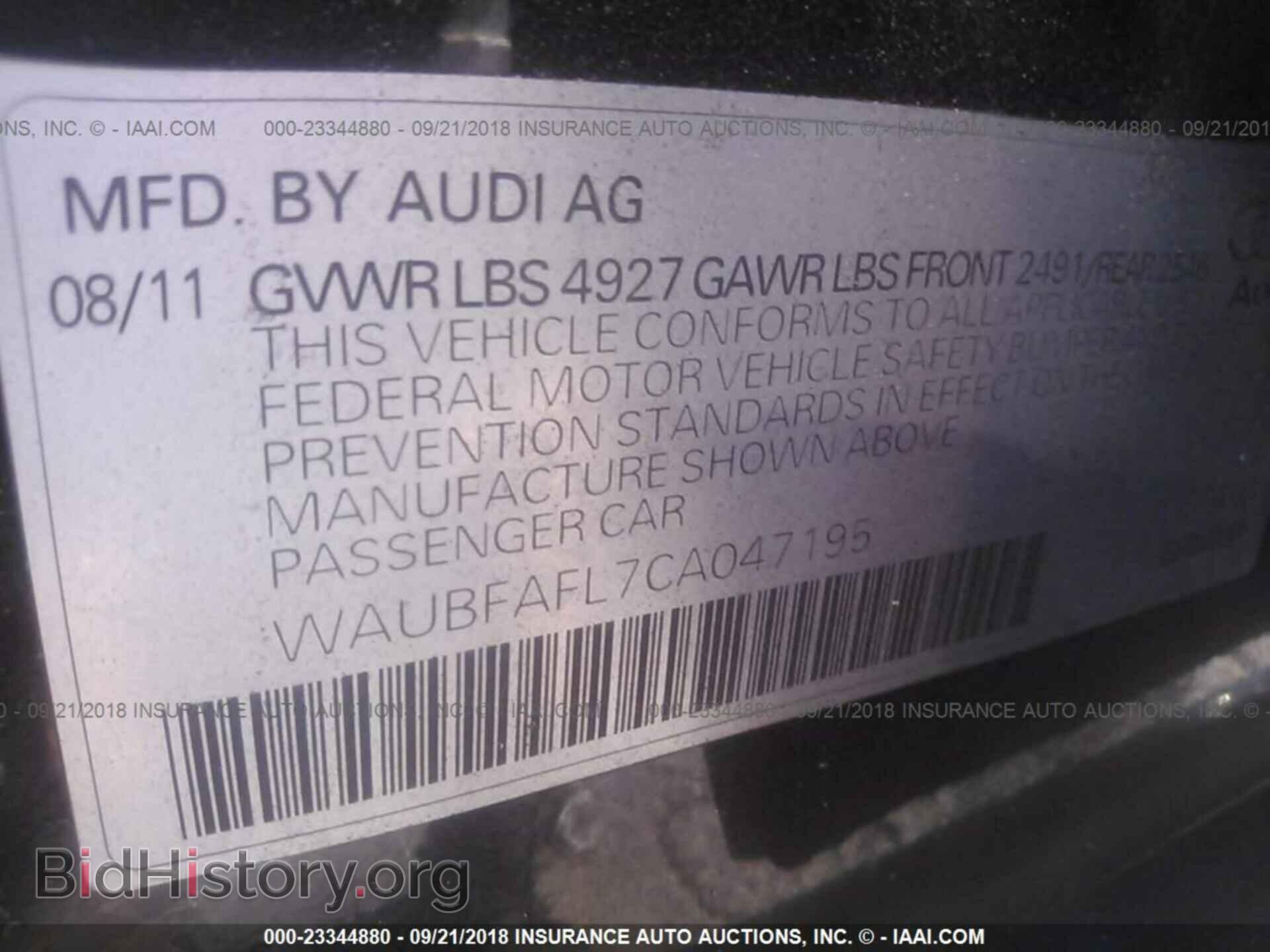2012 Audi A4 - VIN: WAUBFAFL7CA047195 - Photo 9