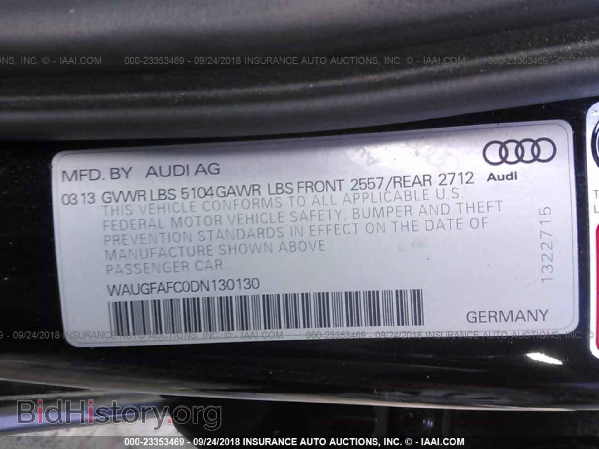 2013 Audi A6 - VIN: WAUGFAFC0DN130130 - Фото 9