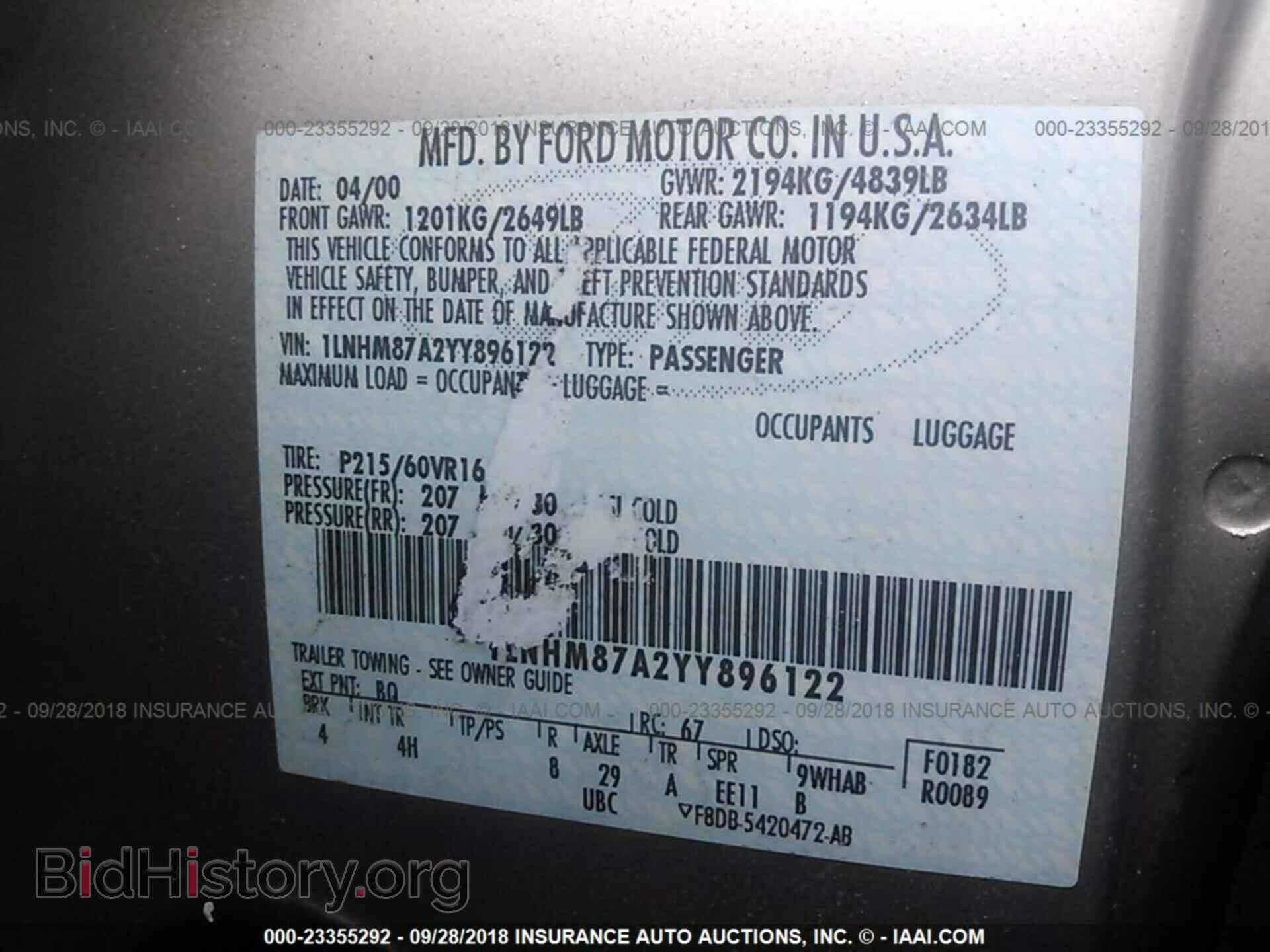 2000 LINCOLN LS - VIN: 1LNHM87A2YY896122 - Photo 9