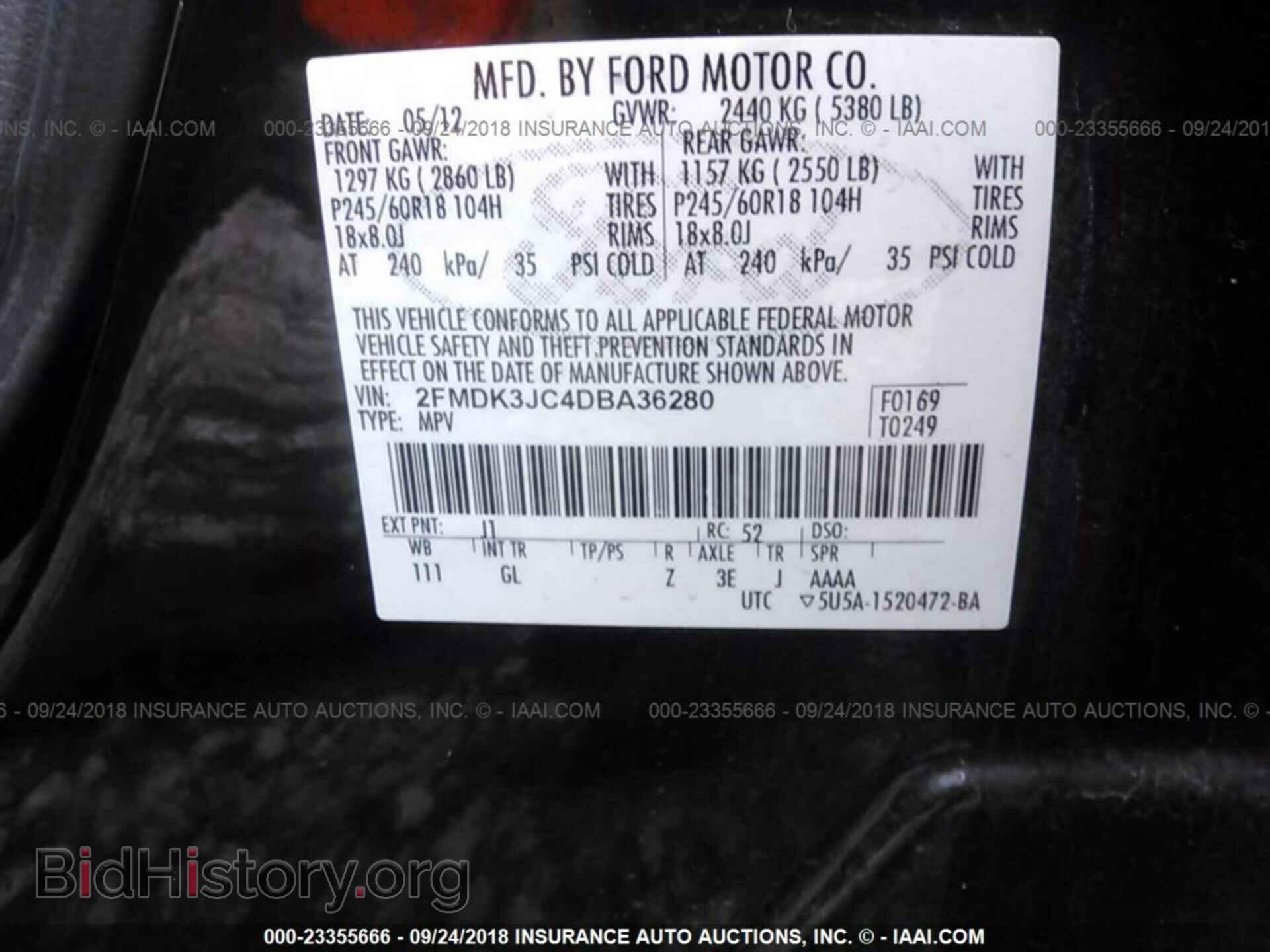 2013 FORD EDGE - VIN: 2FMDK3JC4DBA36280 - Фото 9