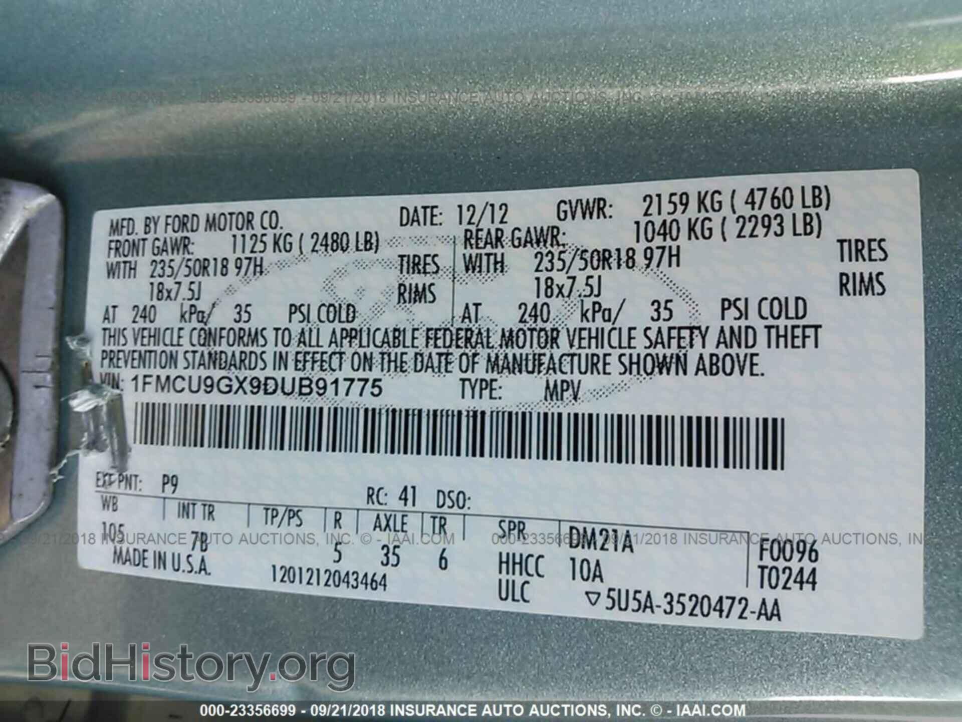 2013 Ford Escape - VIN: 1FMCU9GX9DUB91775 - Photo 9