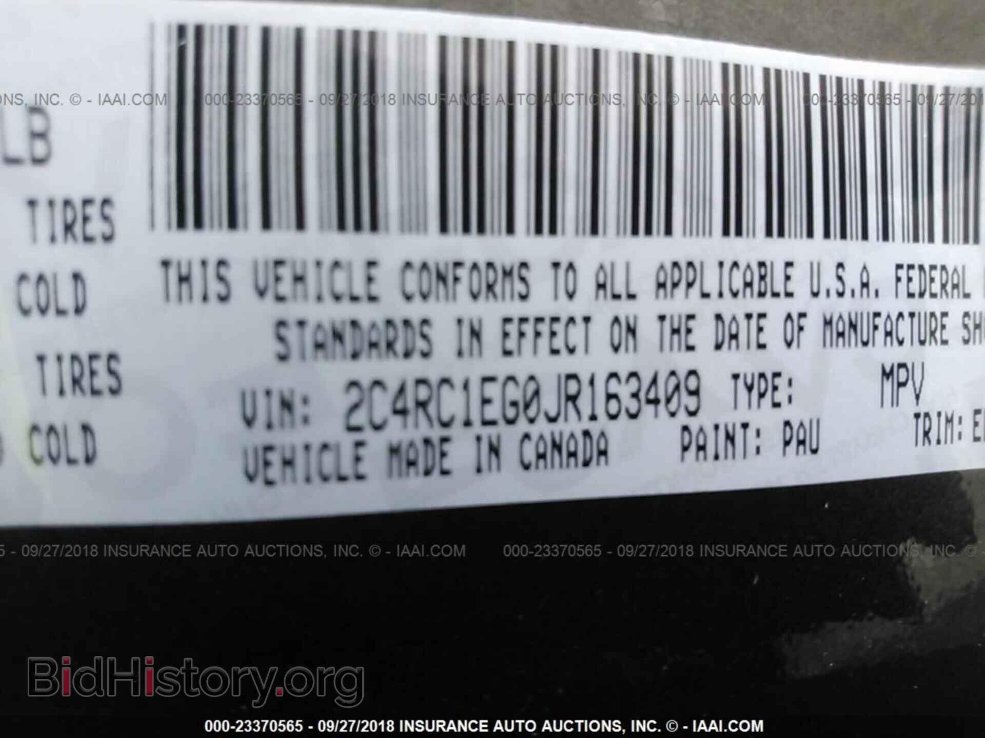2018 CHRYSLER PACIFICA - VIN: 2C4RC1EG0JR163409 - Фото 9