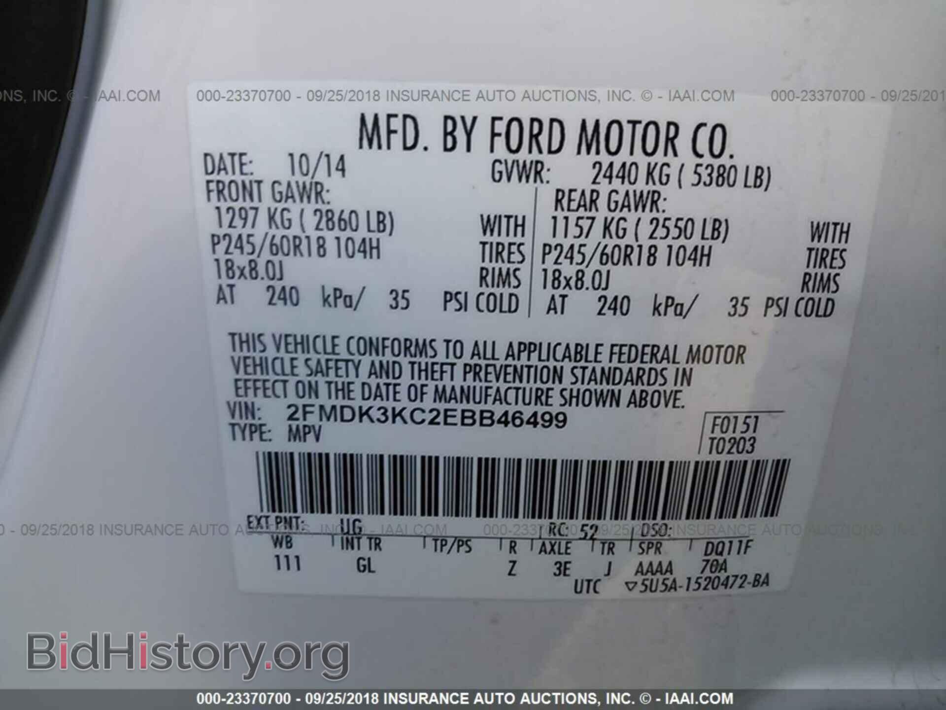 2014 Ford Edge - VIN: 2FMDK3KC2EBB46499 - Фото 9