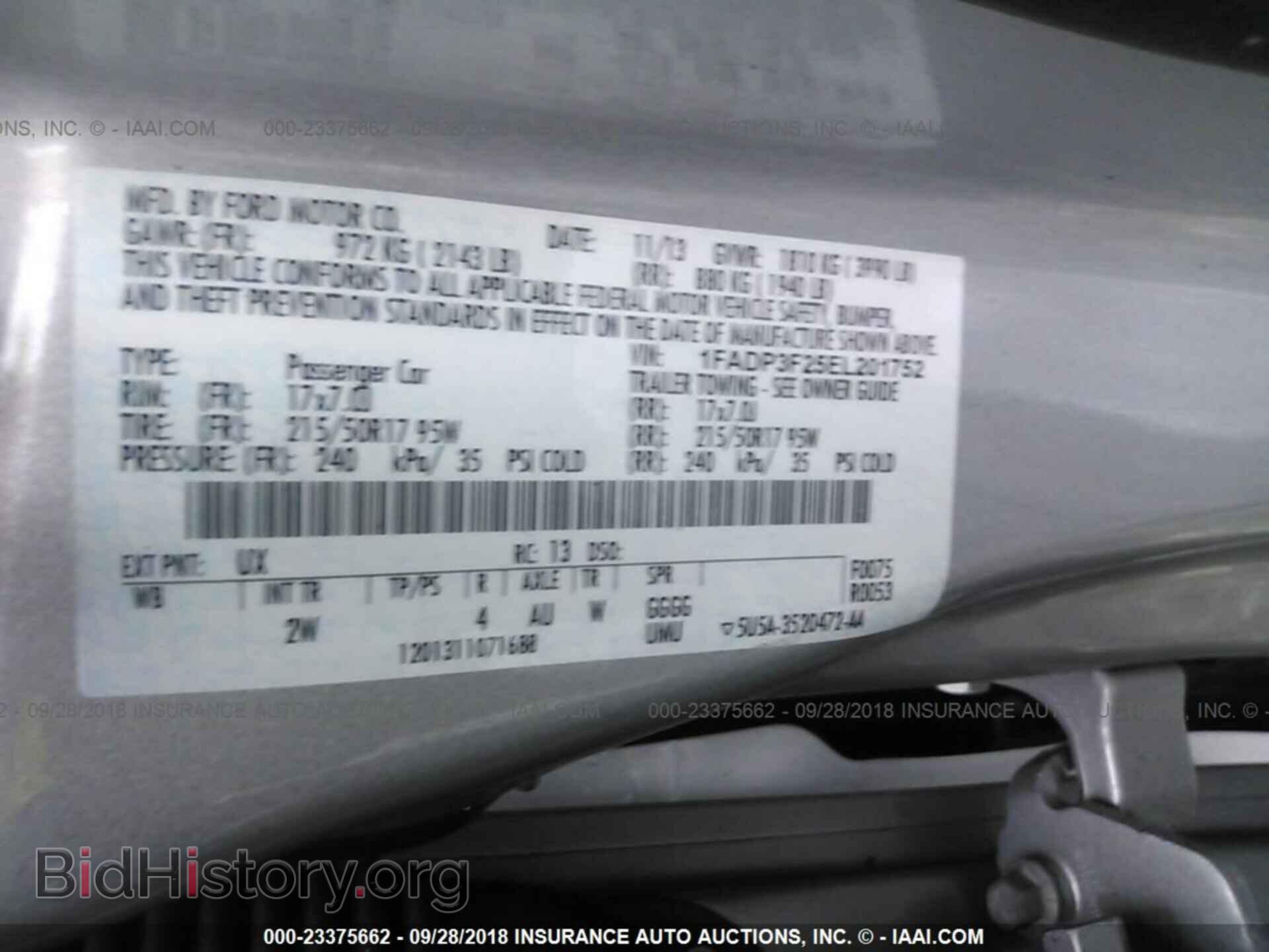 2014 FORD FOCUS - VIN: 1FADP3F25EL201752 - Фото 9