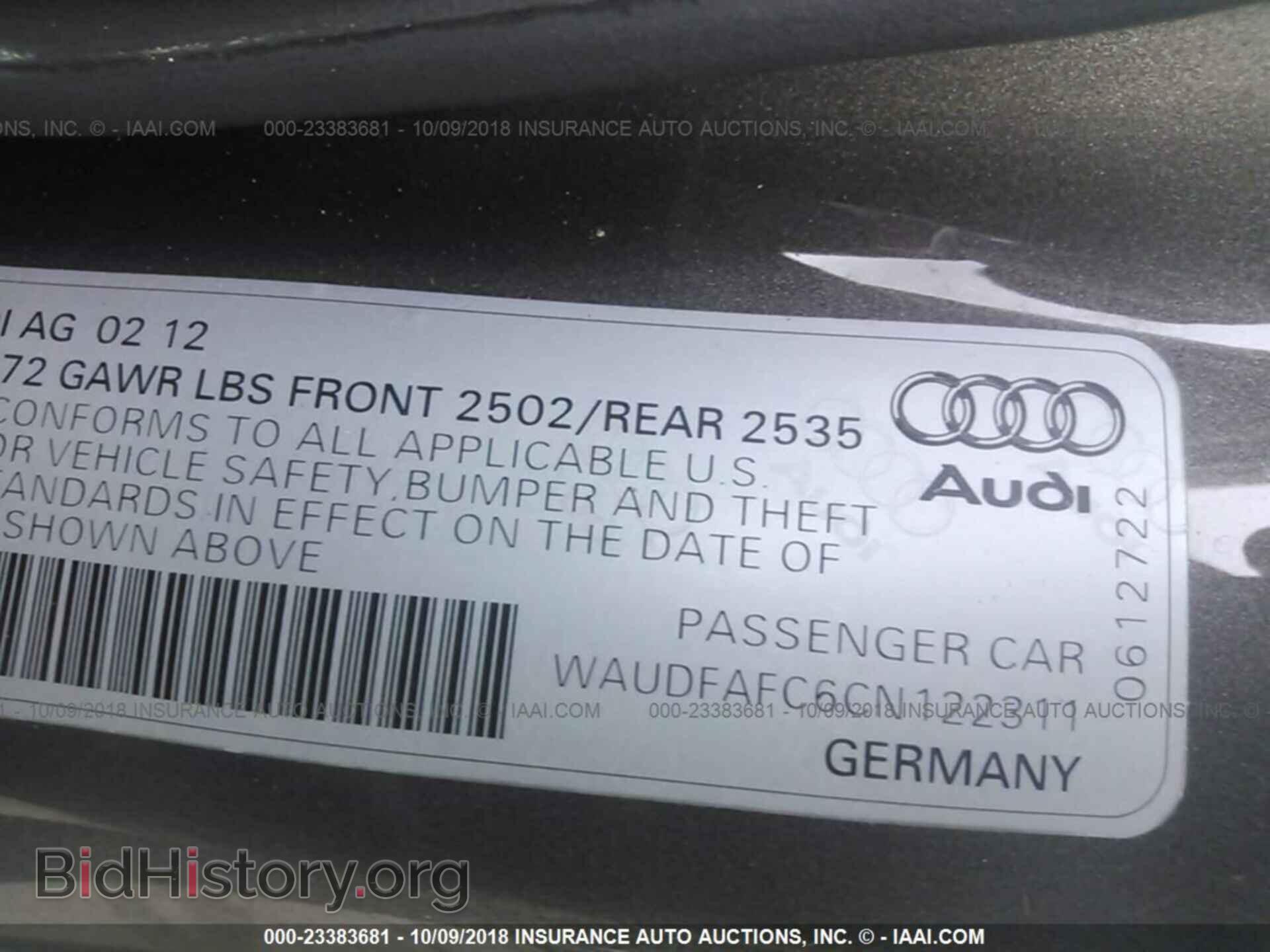 2012 Audi A6 - VIN: WAUDFAFC6CN122311 - Фото 9