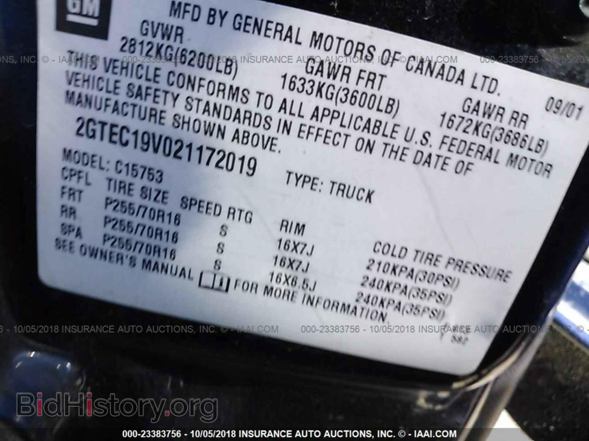 2002 GMC NEW SIERRA - VIN: 2GTEC19V021172019 - Фото 9
