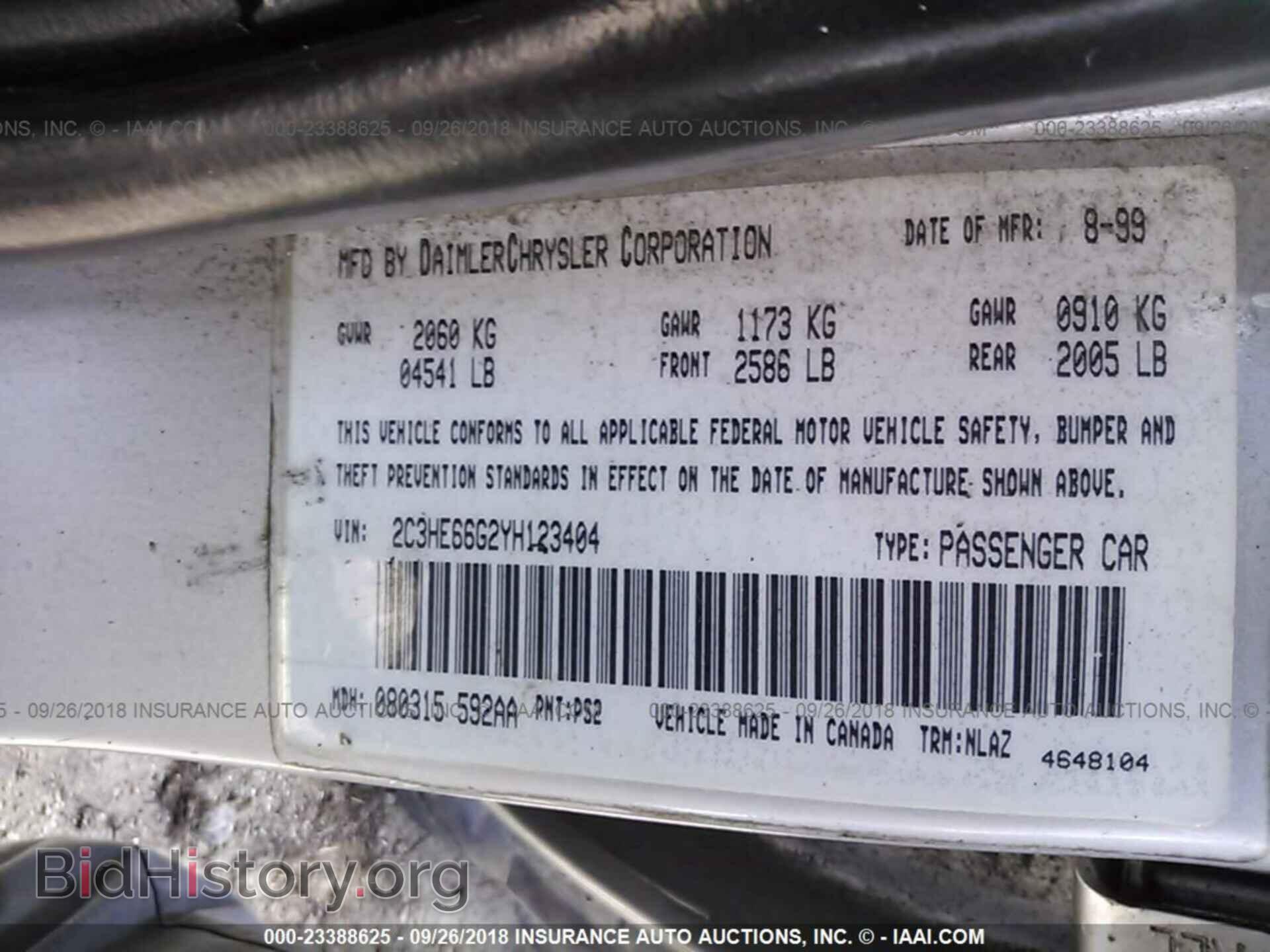 2000 CHRYSLER 300M - VIN: 2C3HE66G2YH123404 - Photo 9