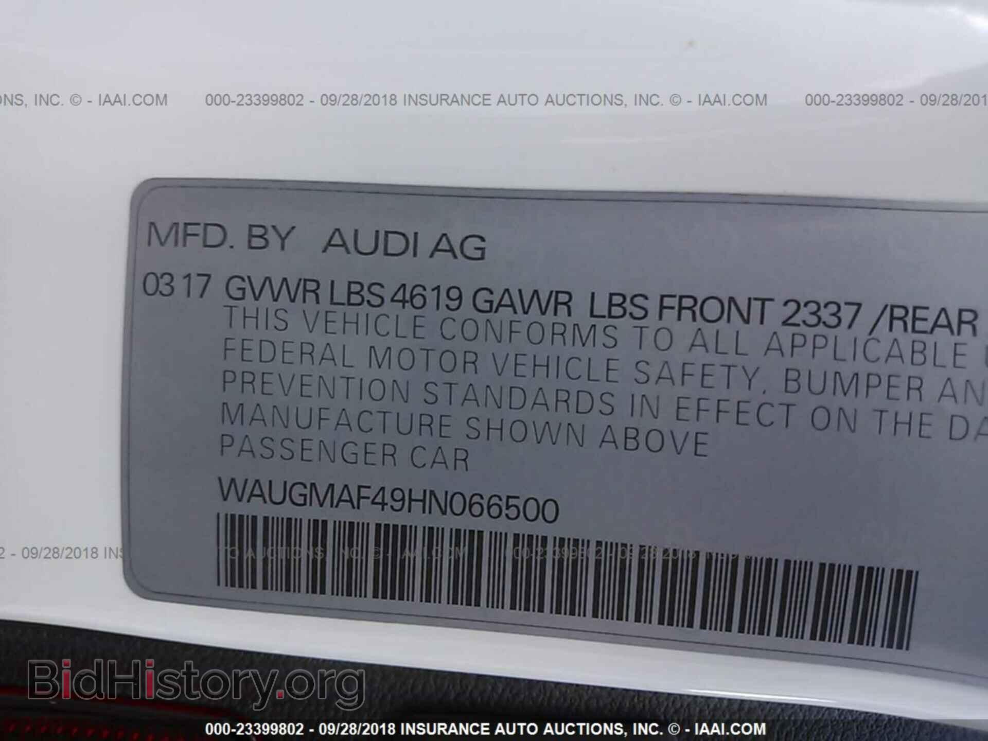 2017 Audi A4 - VIN: WAUGMAF49HN066500 - Фото 9