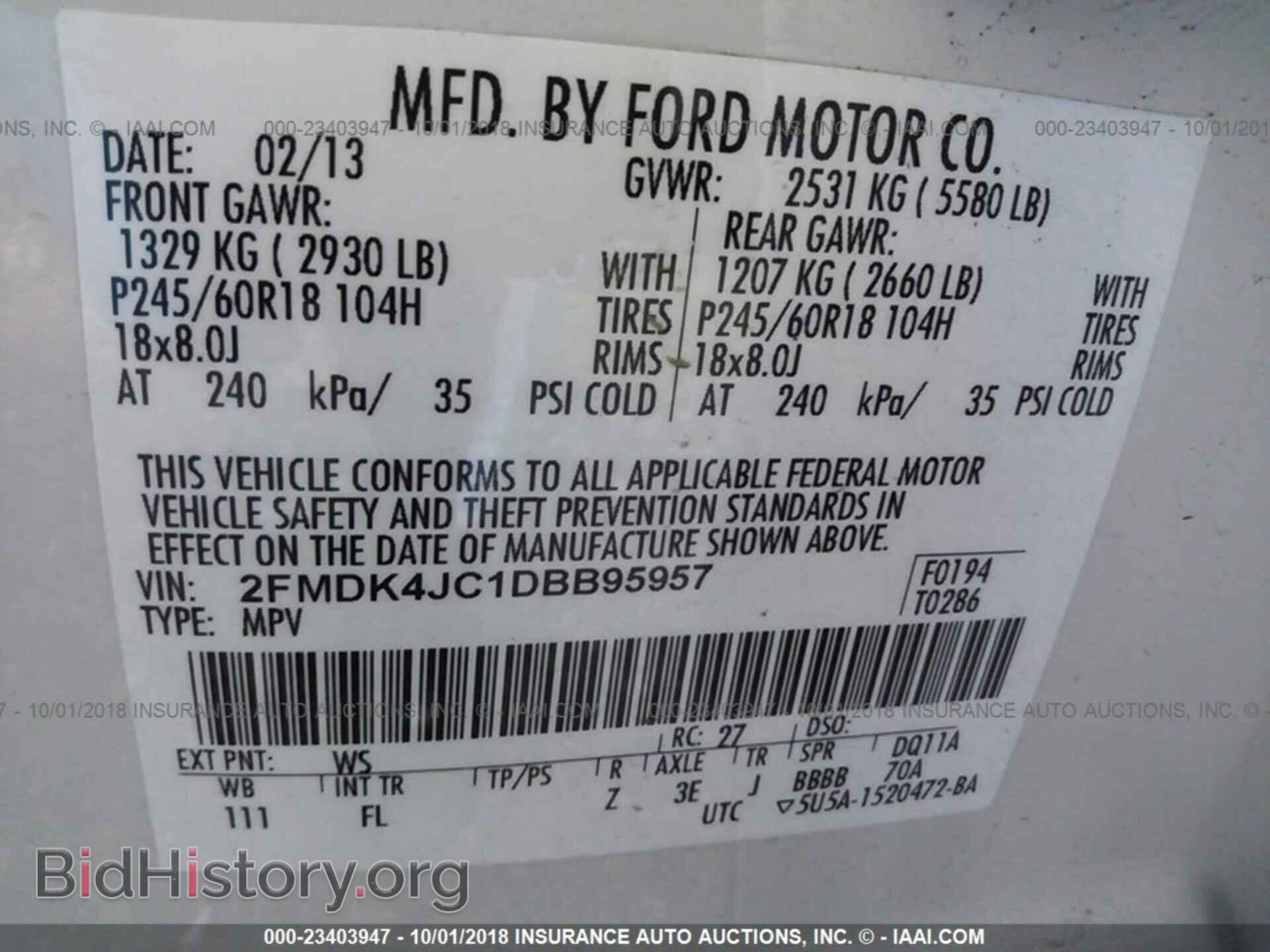 2013 Ford Edge - VIN: 2FMDK4JC1DBB95957 - Фото 9