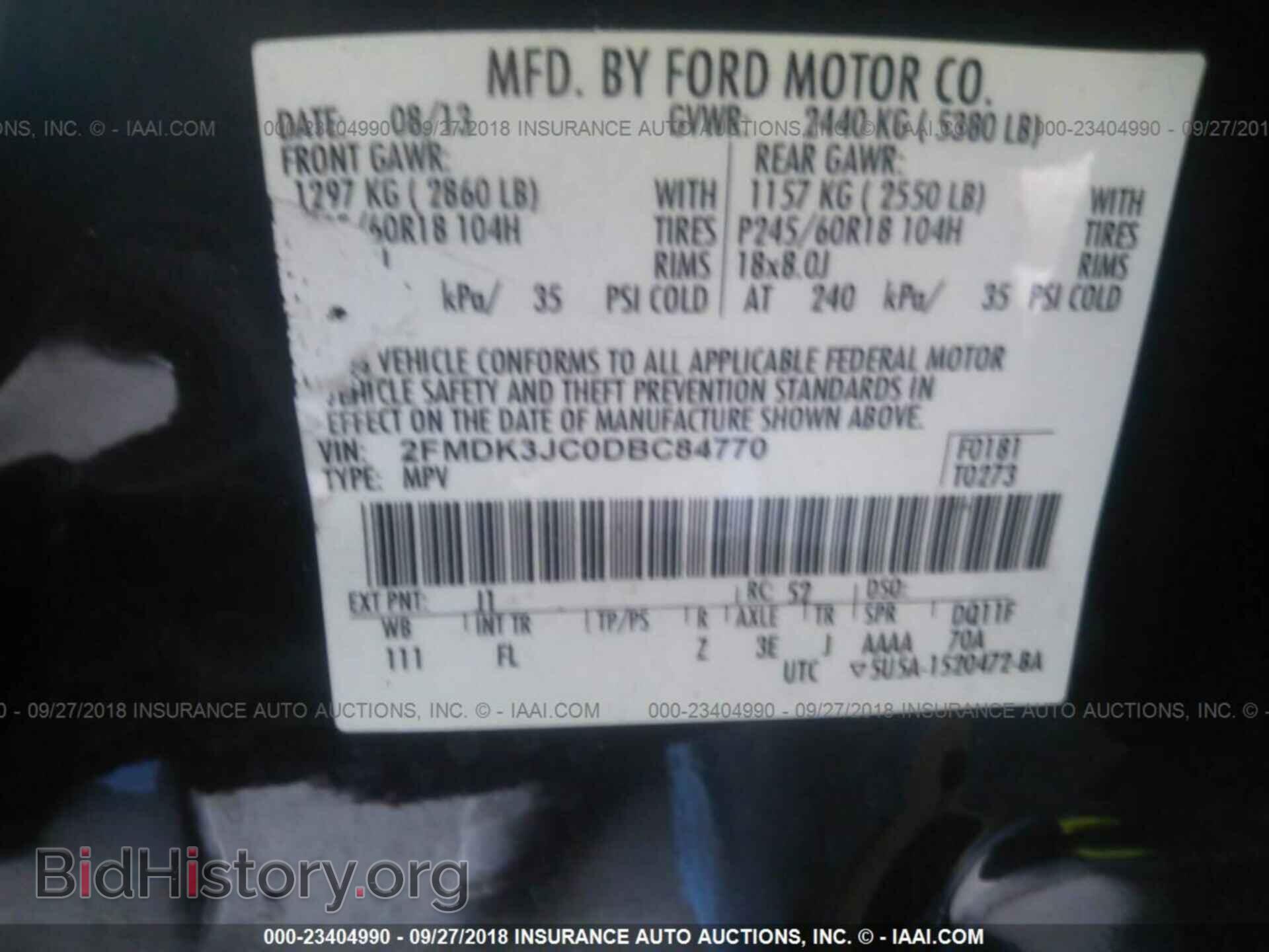 2013 FORD EDGE - VIN: 2FMDK3JC0DBC84770 - Фото 9
