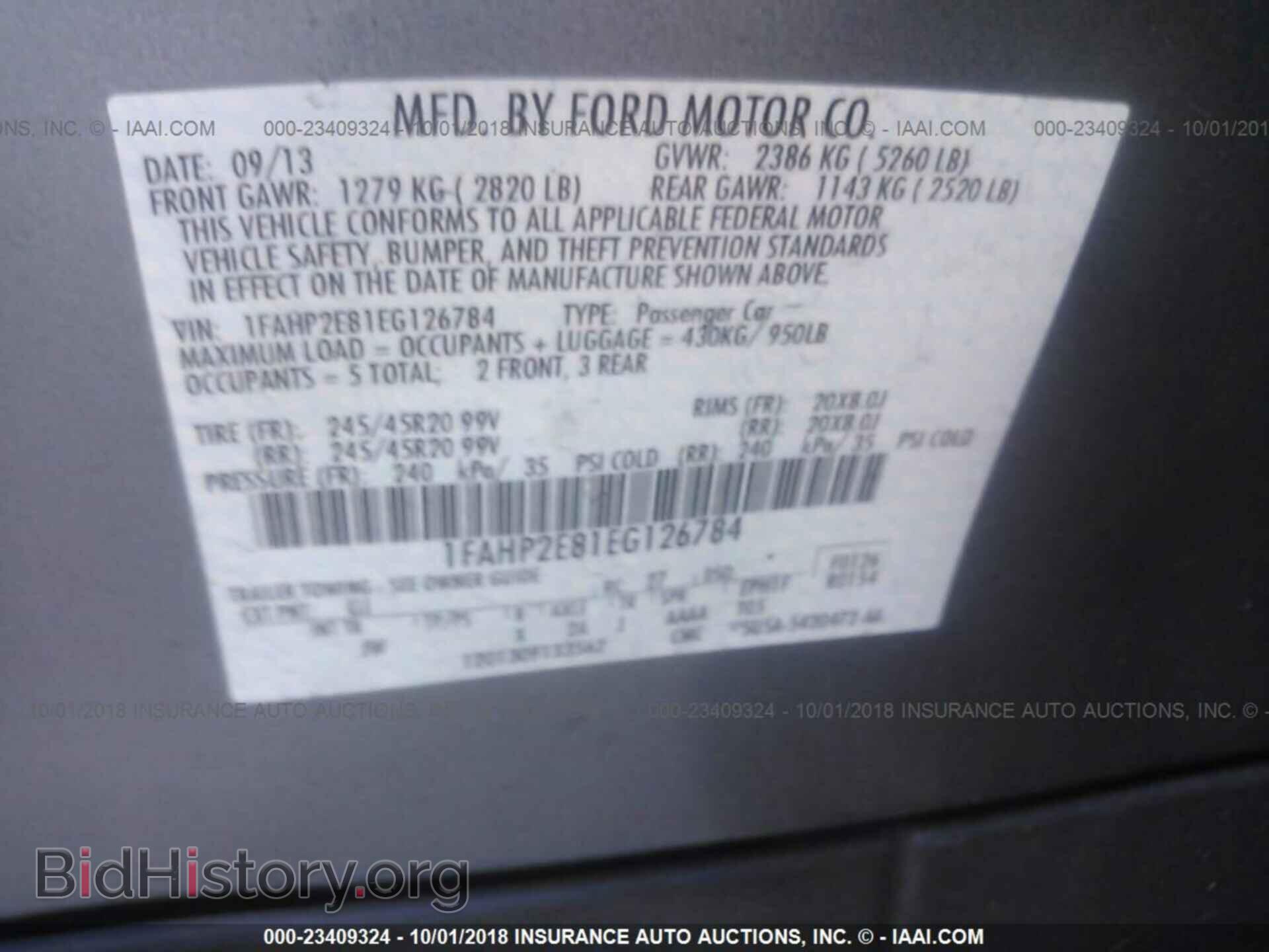 2014 FORD TAURUS - VIN: 1FAHP2E81EG126784 - Photo 9