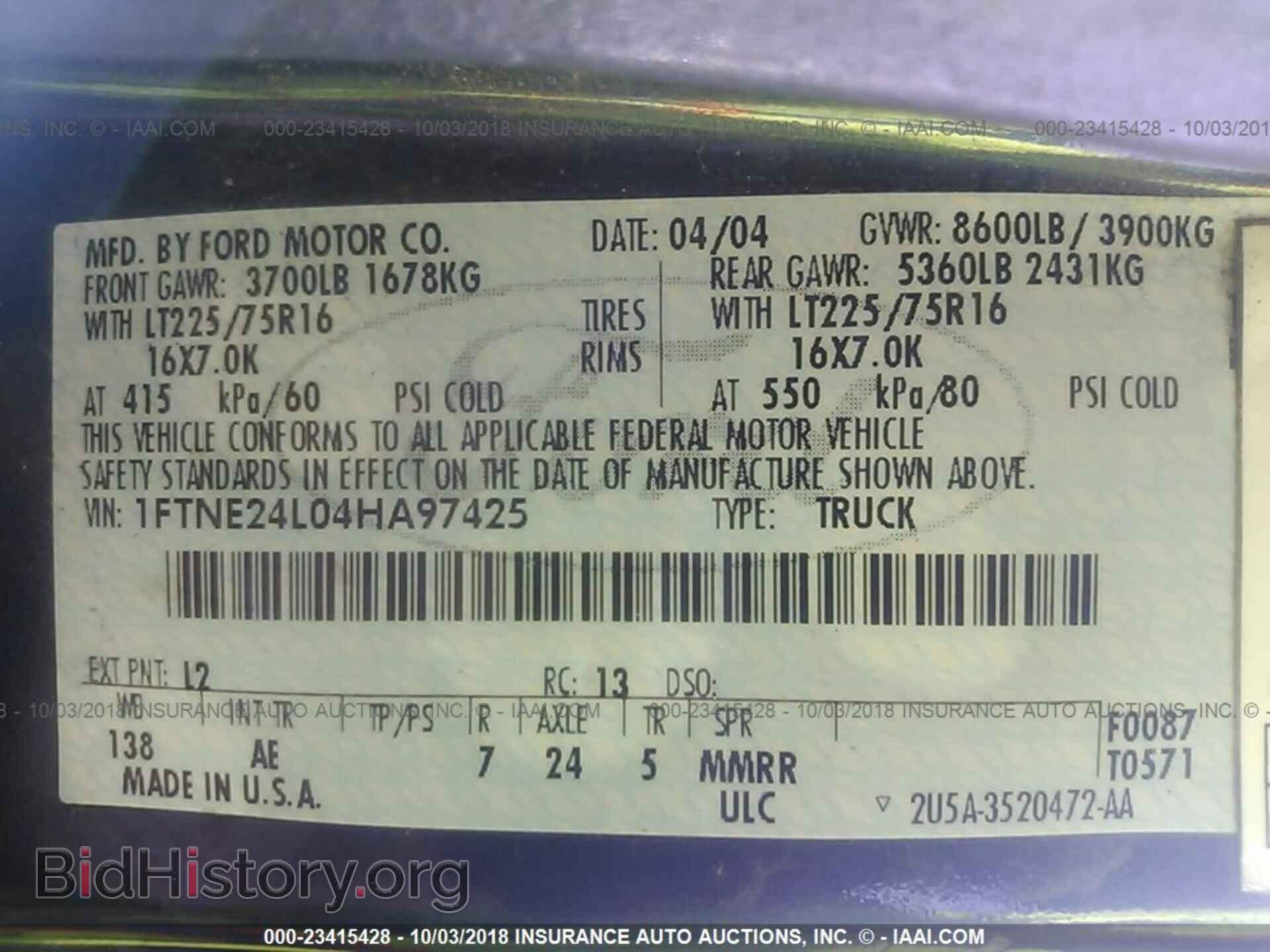 2004 FORD ECONOLINE - VIN: 1FTNE24L04HA97425 - Photo 9