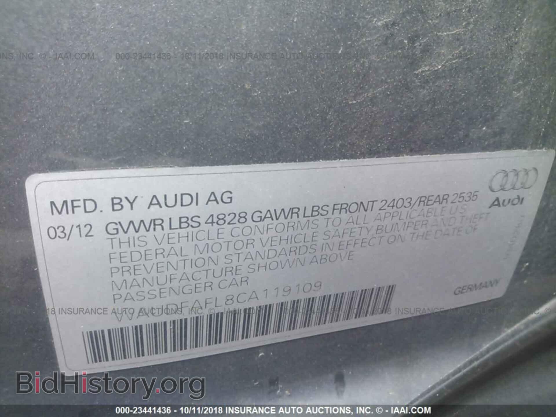 2012 Audi A4 - VIN: WAUDFAFL8CA119109 - Фото 9