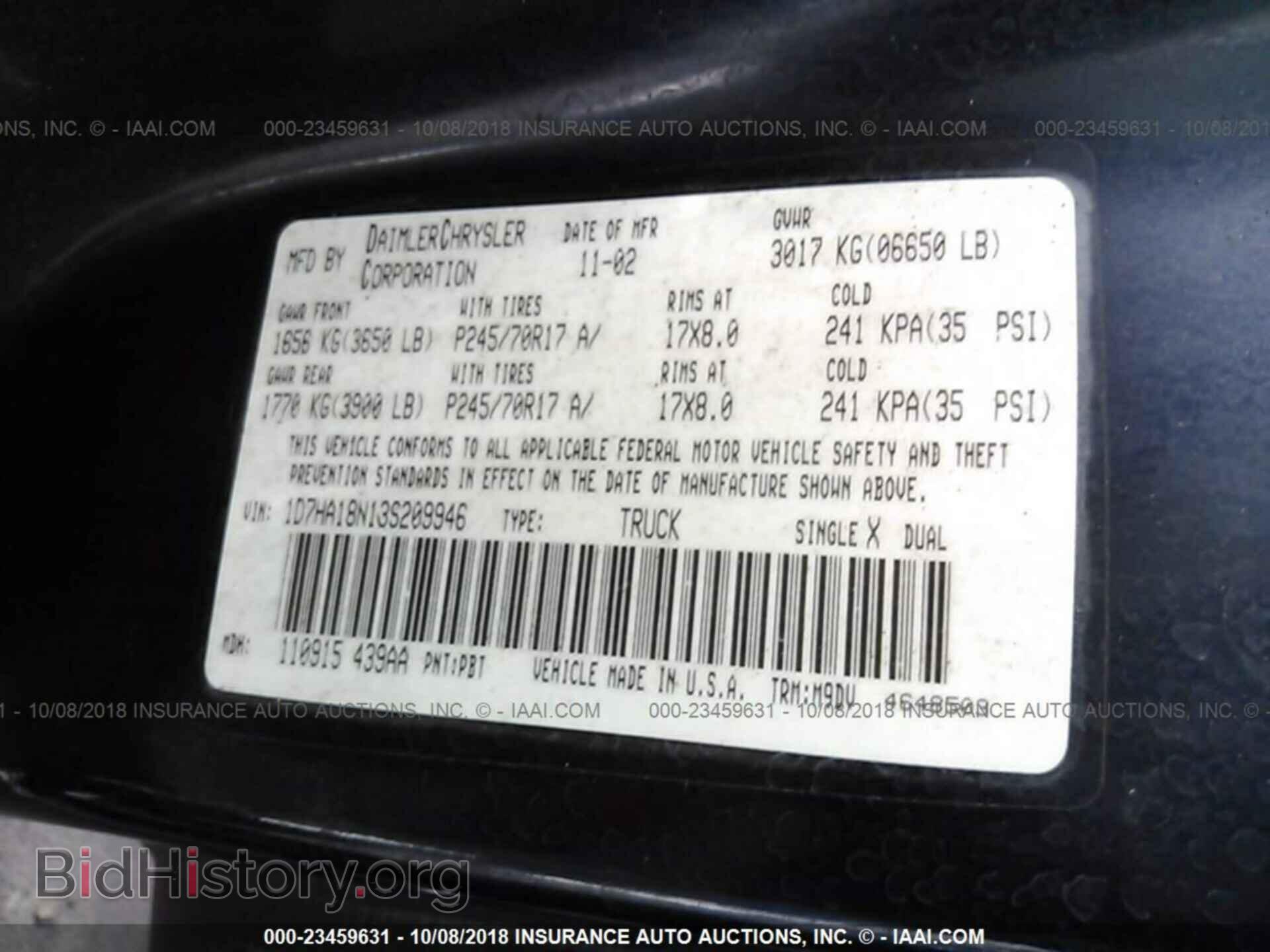 2003 DODGE RAM 1500 - VIN: 1D7HA18N13S209946 - Photo 9