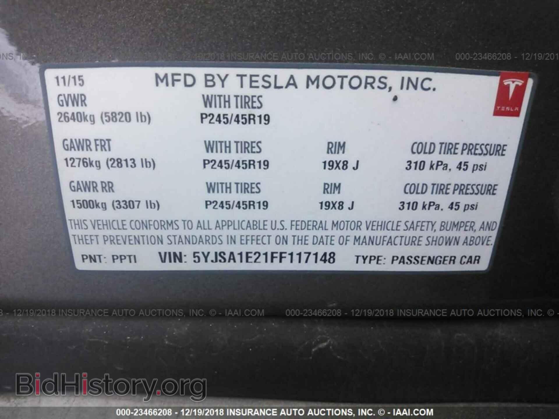 2015 TESLA MODEL S - VIN: 5YJSA1E21FF117148 - Фото 9