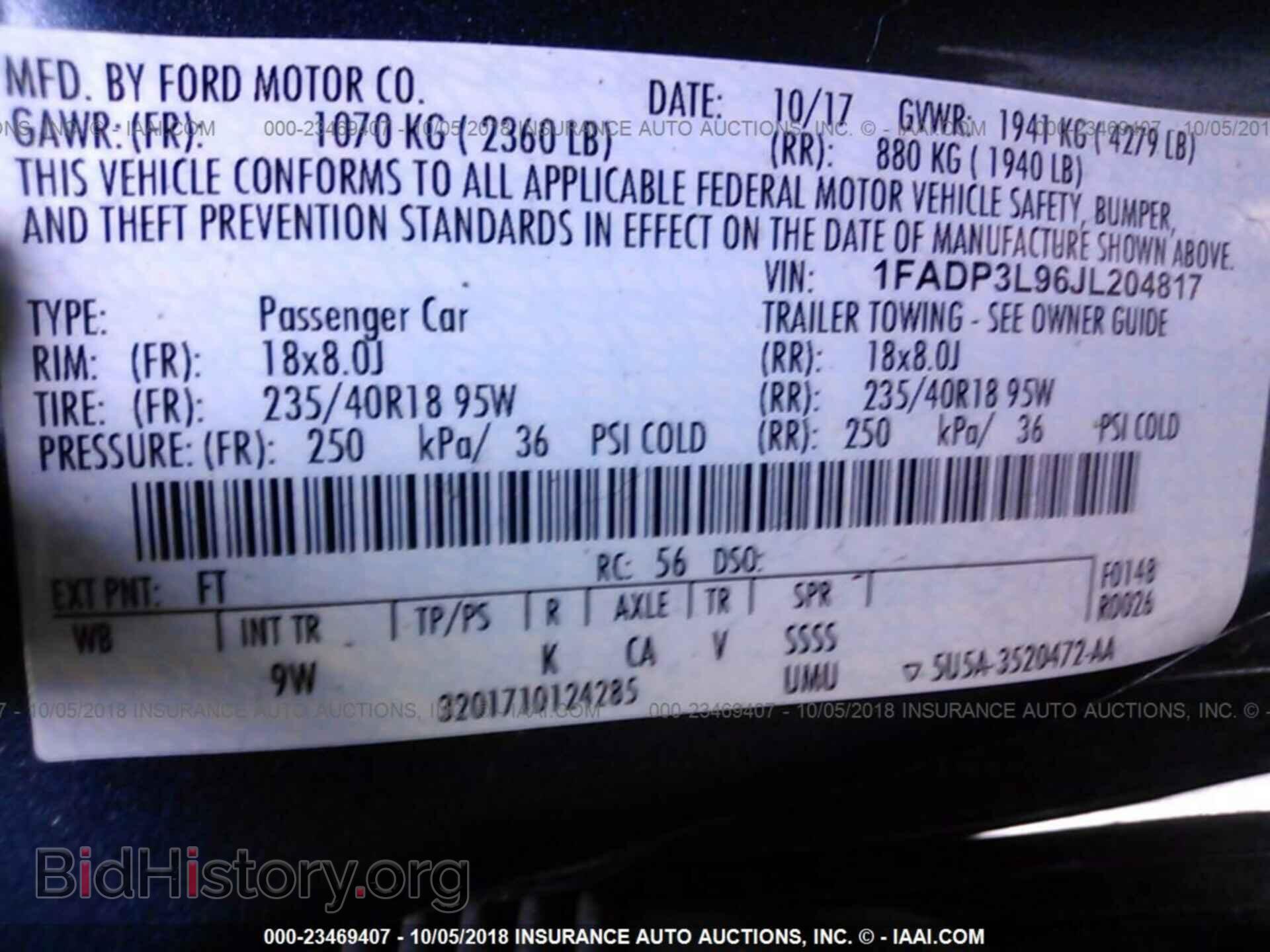 2018 FORD FOCUS - VIN: 1FADP3L96JL204817 - Фото 9