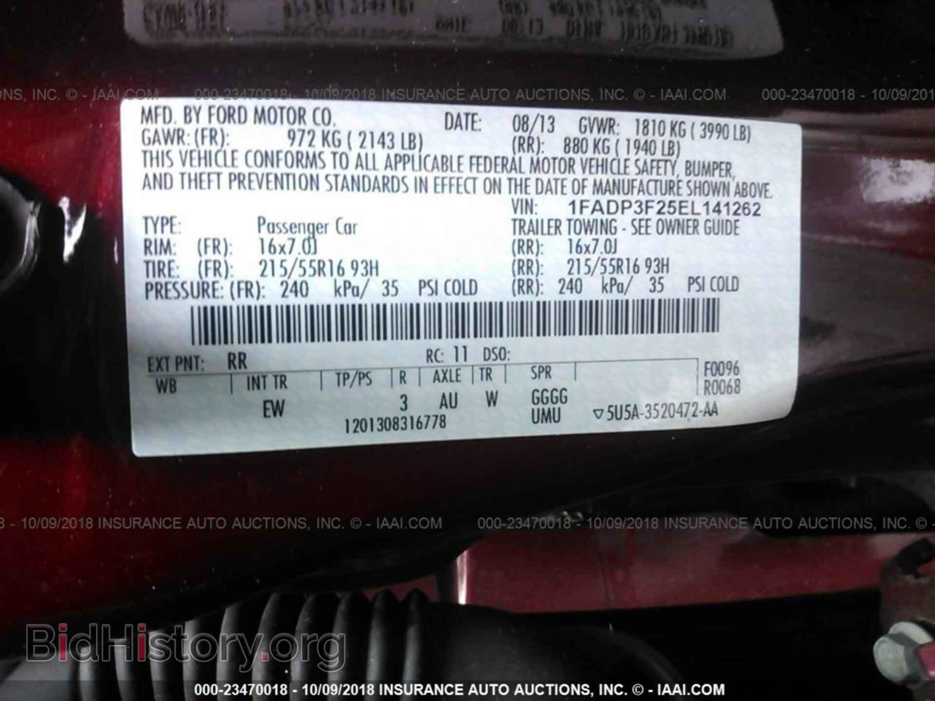2014 FORD FOCUS - VIN: 1FADP3F25EL141262 - Фото 9