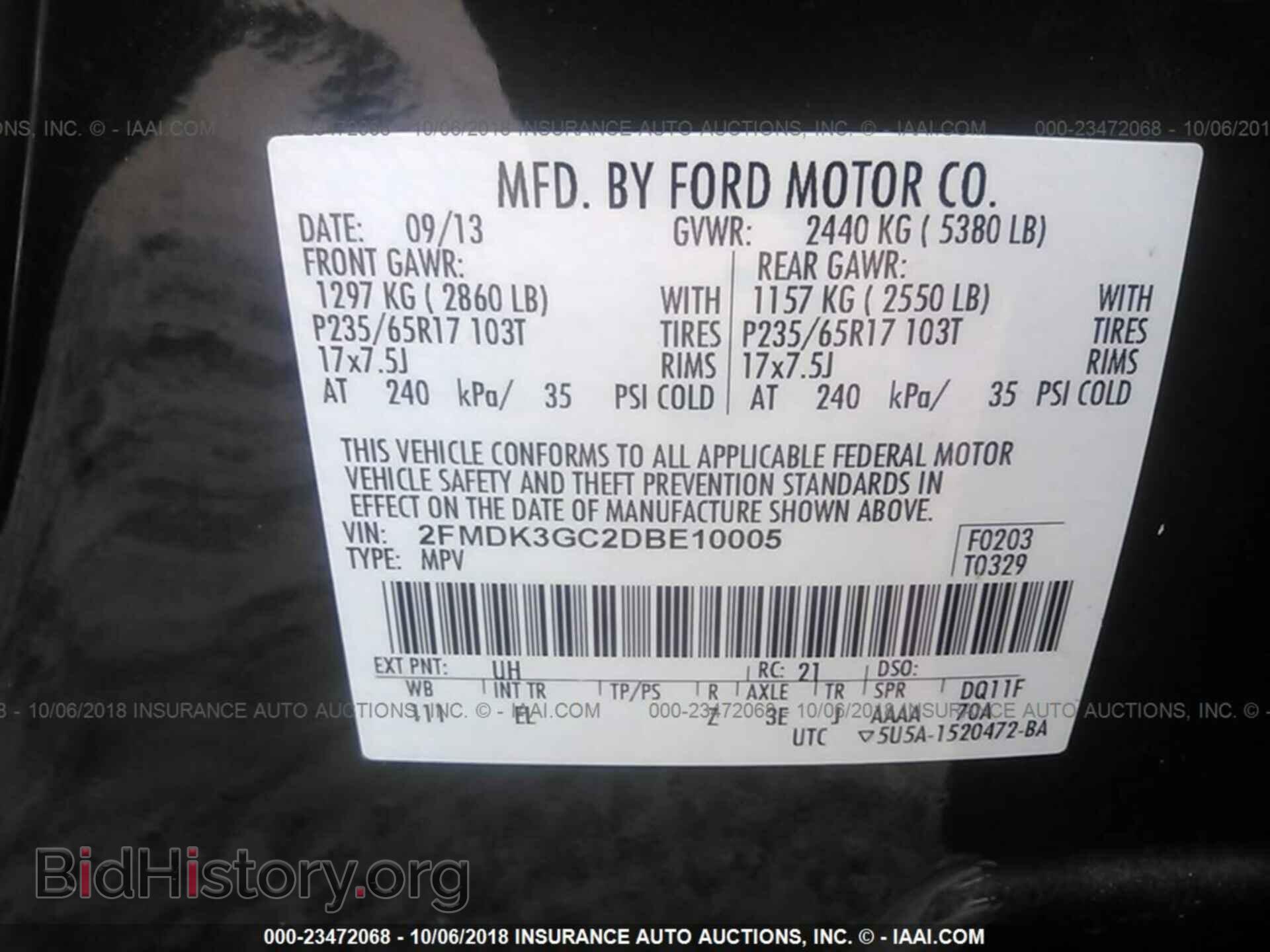2013 FORD EDGE - VIN: 2FMDK3GC2DBE10005 - Photo 9