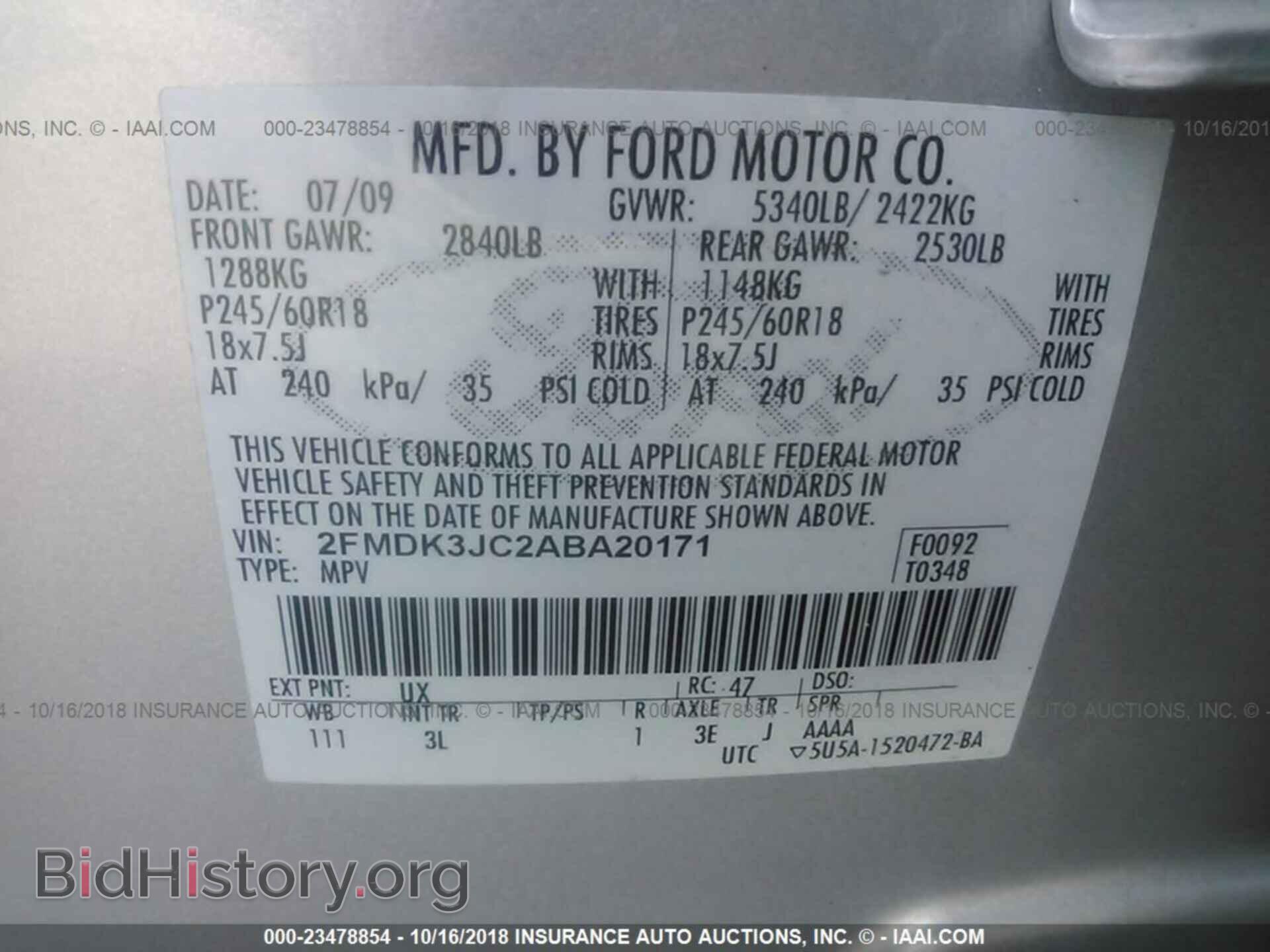 2010 FORD EDGE - VIN: 2FMDK3JC2ABA20171 - Photo 9