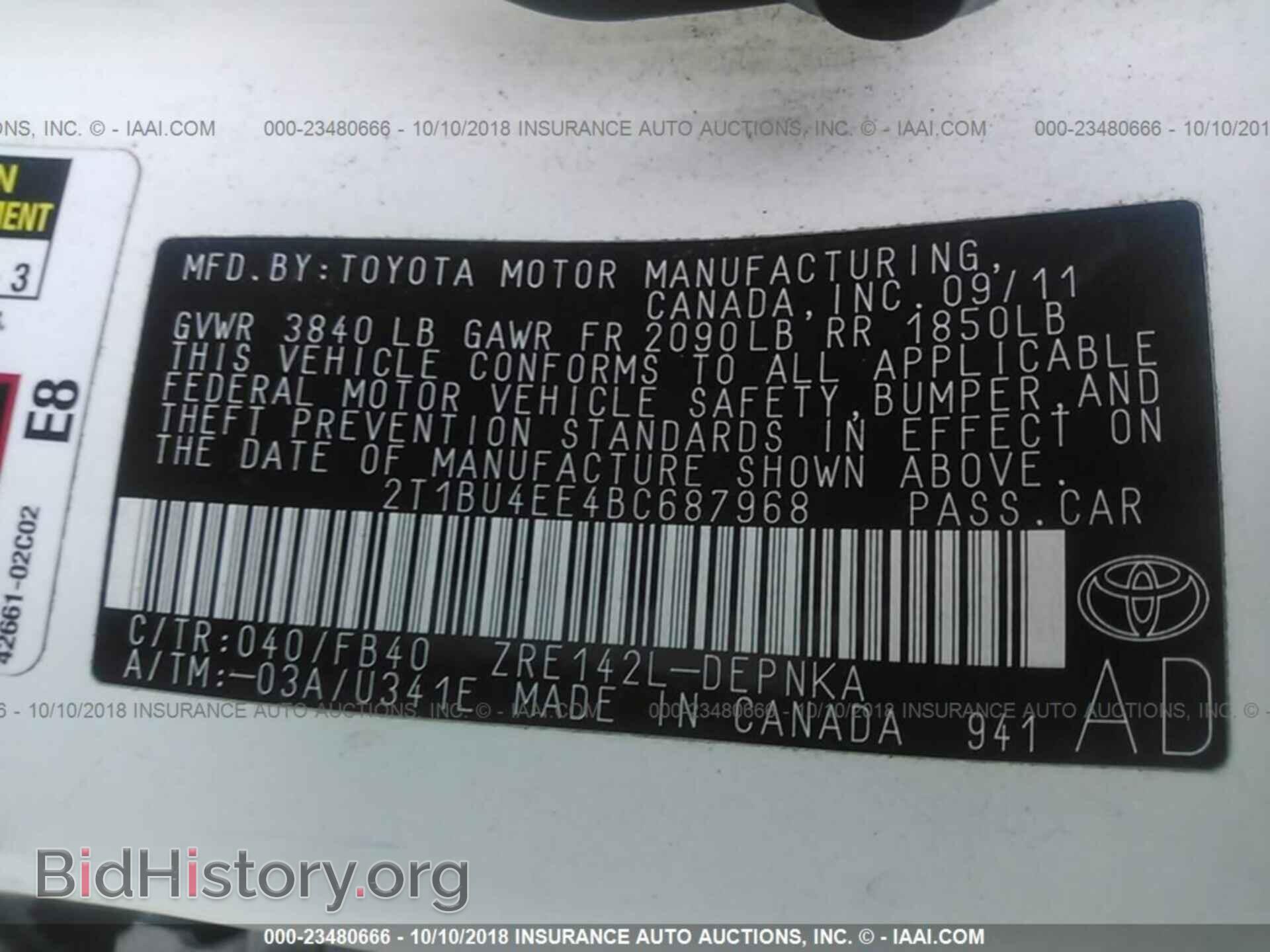 2011 TOYOTA COROLLA - VIN: 2T1BU4EE4BC687968 - Фото 9
