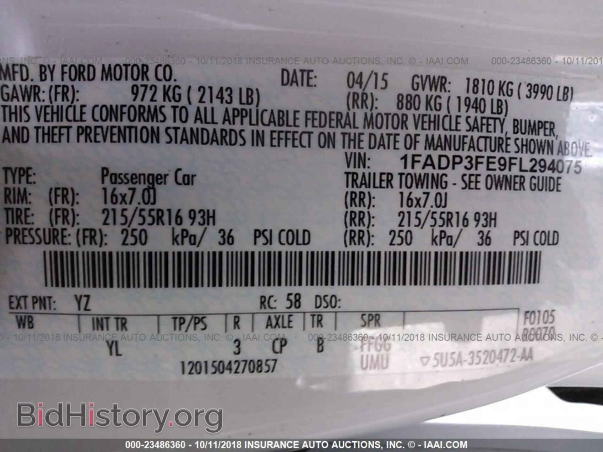 2015 FORD FOCUS - VIN: 1FADP3FE9FL294075 - Фото 9