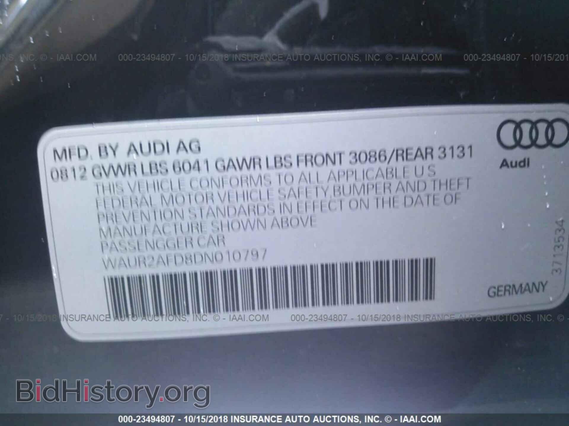 2013 Audi A8 - VIN: WAUR2AFD8DN010797 - Фото 9