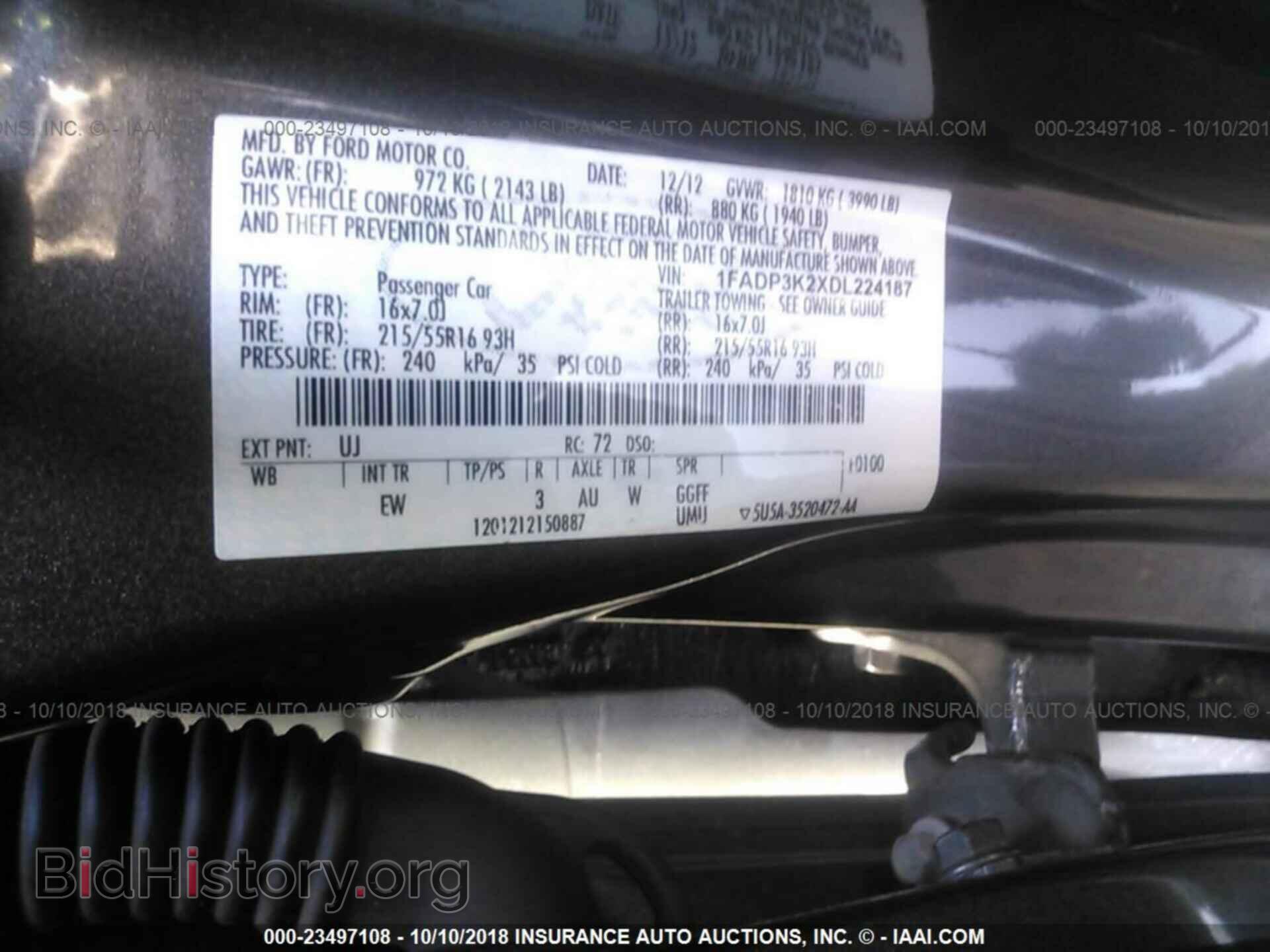2013 FORD FOCUS - VIN: 1FADP3K2XDL224187 - Фото 9