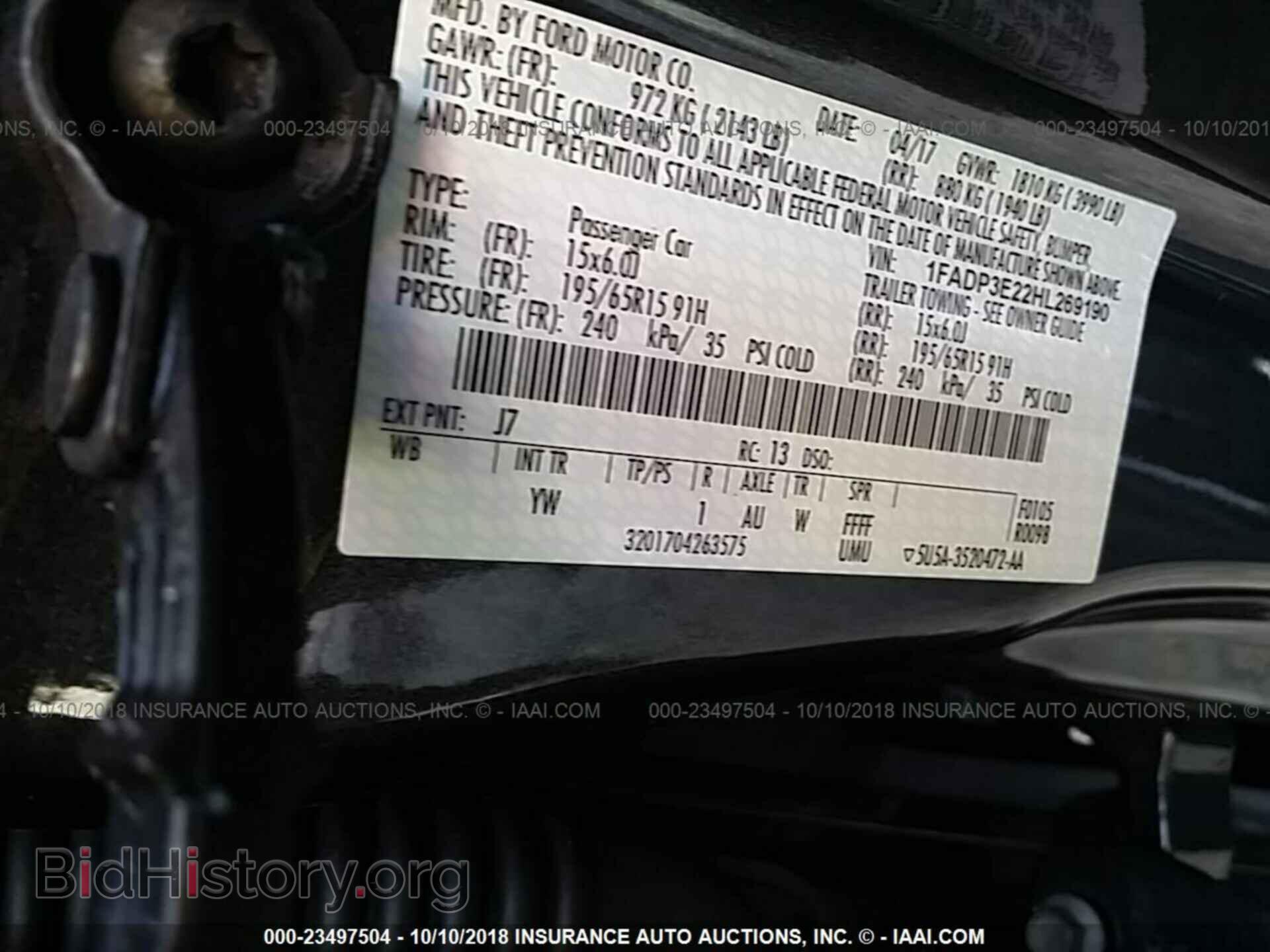 2017 FORD FOCUS - VIN: 1FADP3E22HL269190 - Фото 9