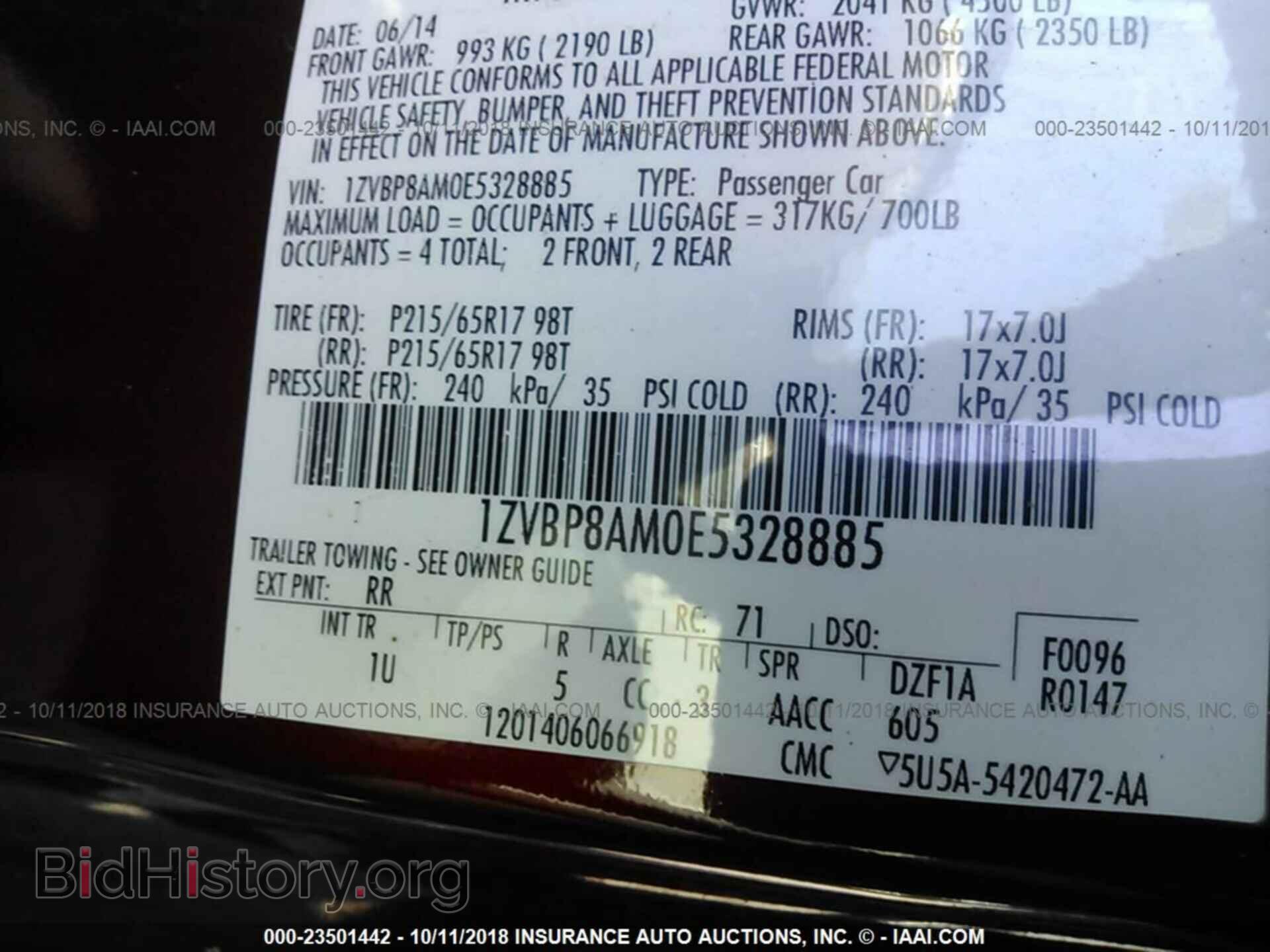 2014 FORD MUSTANG - VIN: 1ZVBP8AM0E5328885 - Фото 9