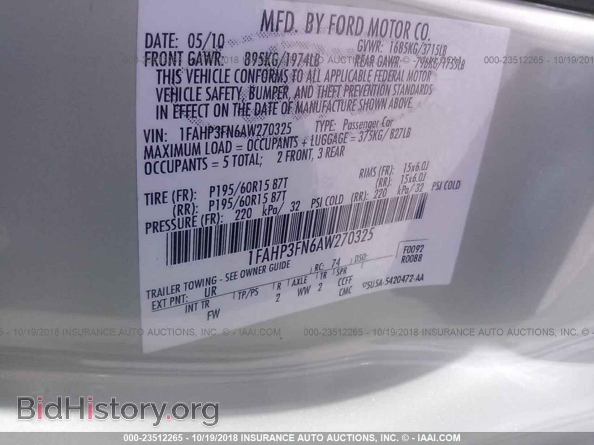 2010 FORD FOCUS - VIN: 1FAHP3FN6AW270325 - Photo 9
