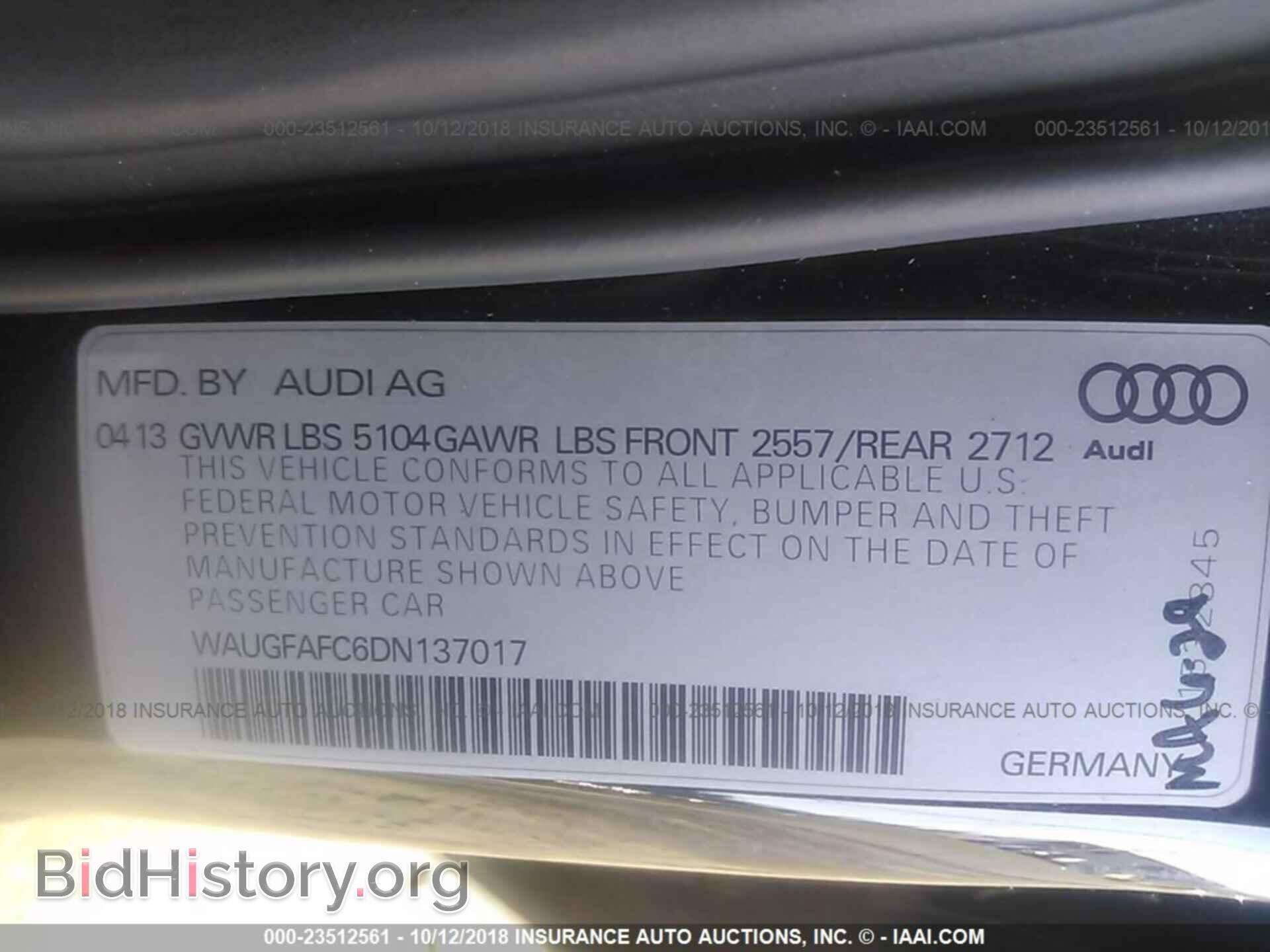 2013 Audi A6 - VIN: WAUGFAFC6DN137017 - Фото 9