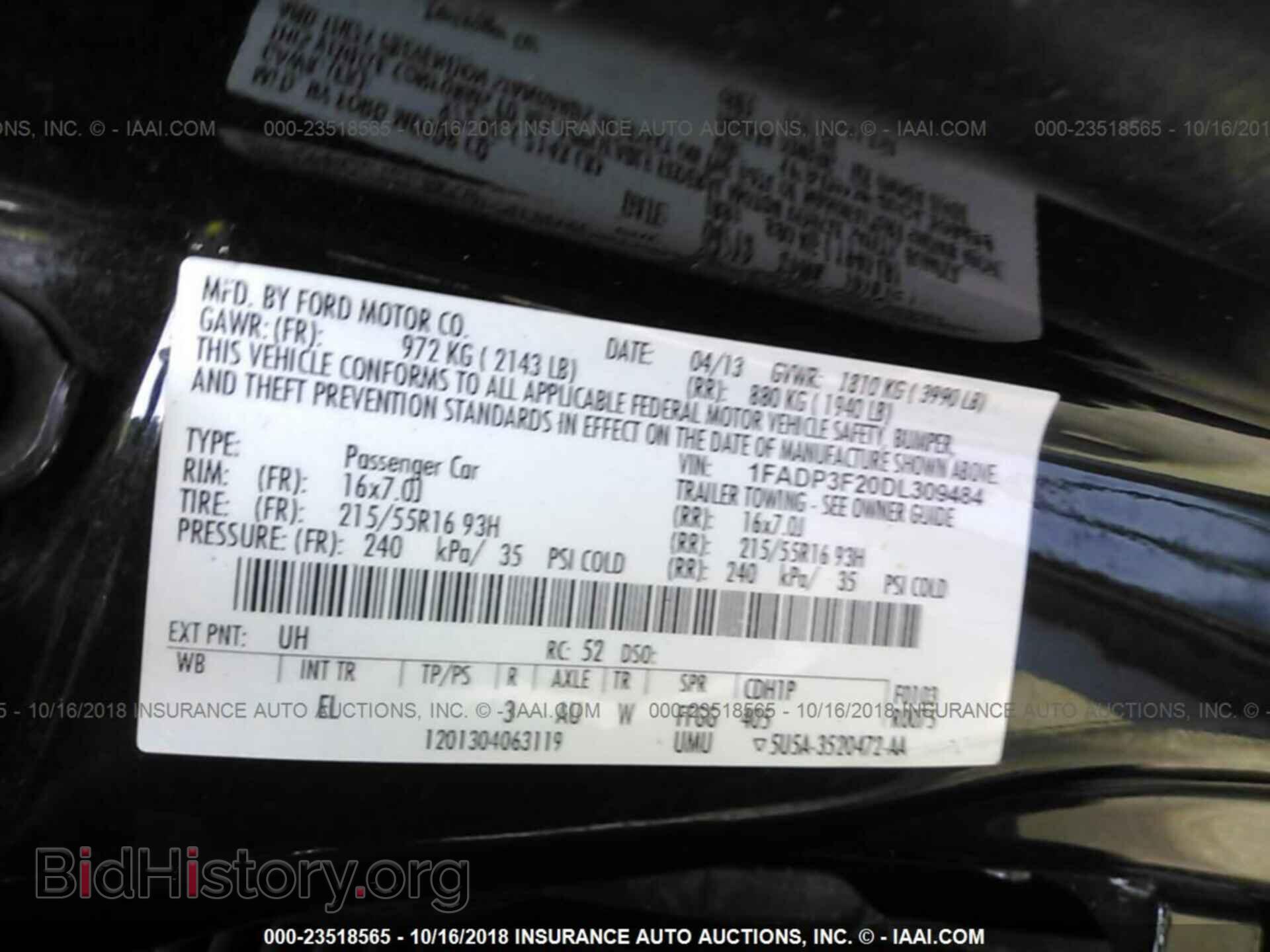2013 FORD FOCUS - VIN: 1FADP3F20DL309484 - Фото 9
