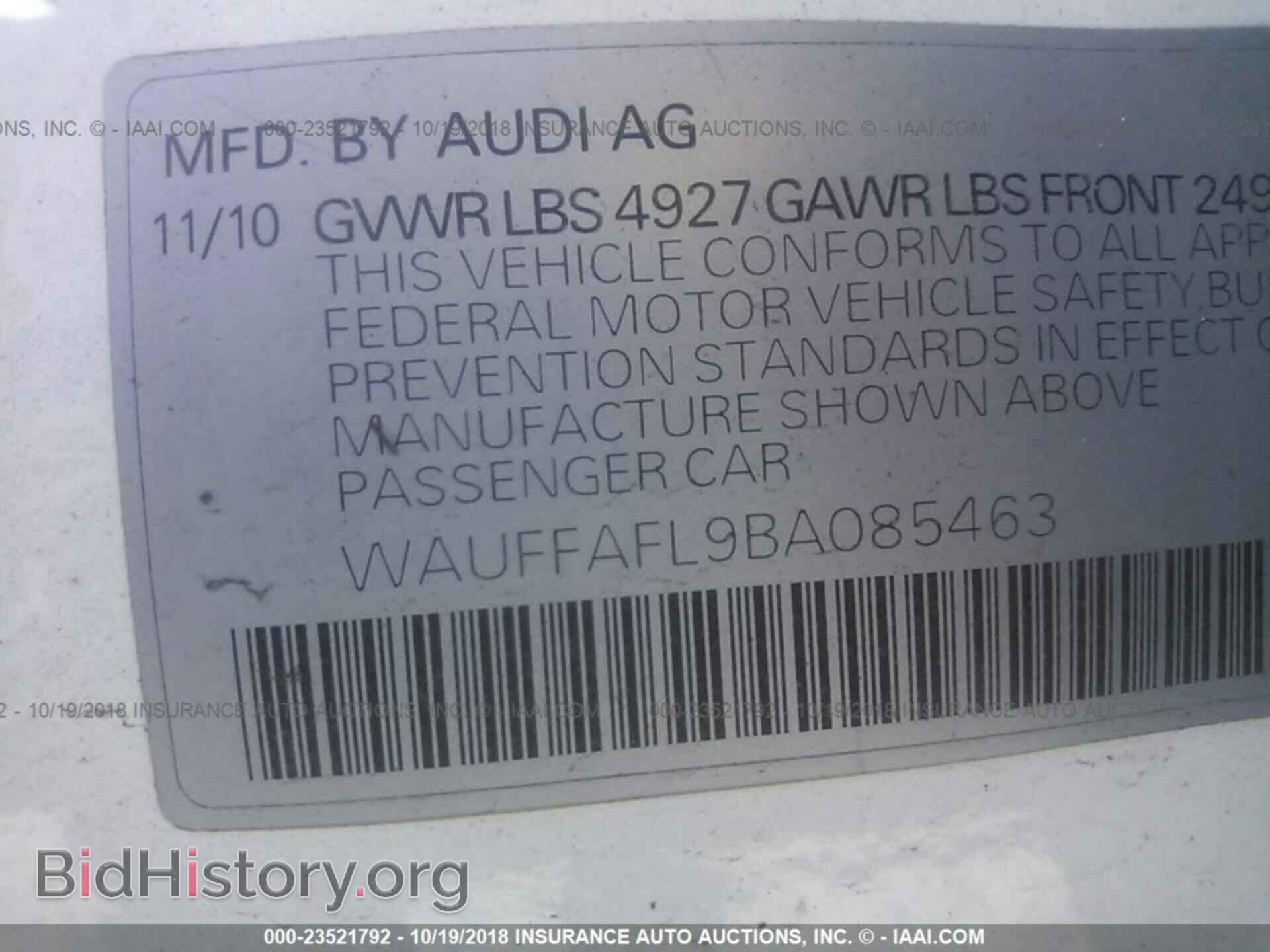 2011 Audi A4 - VIN: WAUFFAFL9BA085463 - Photo 9