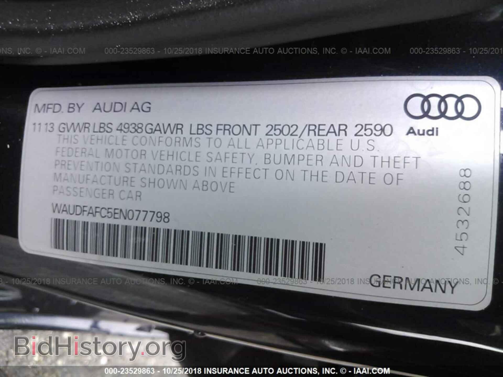 2014 Audi A6 - VIN: WAUDFAFC5EN077798 - Фото 9
