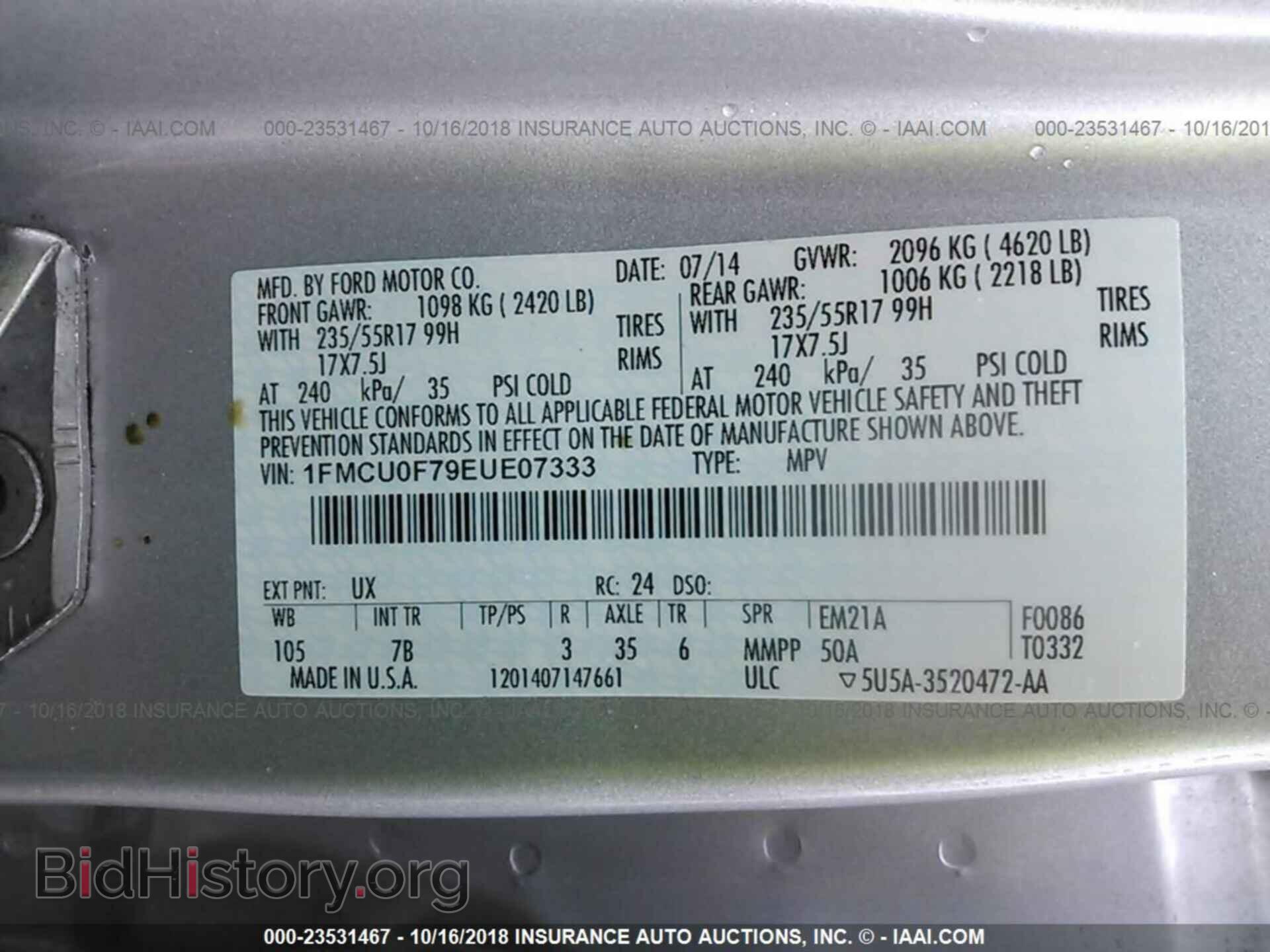 2014 FORD ESCAPE - VIN: 1FMCU0F79EUE07333 - Photo 9