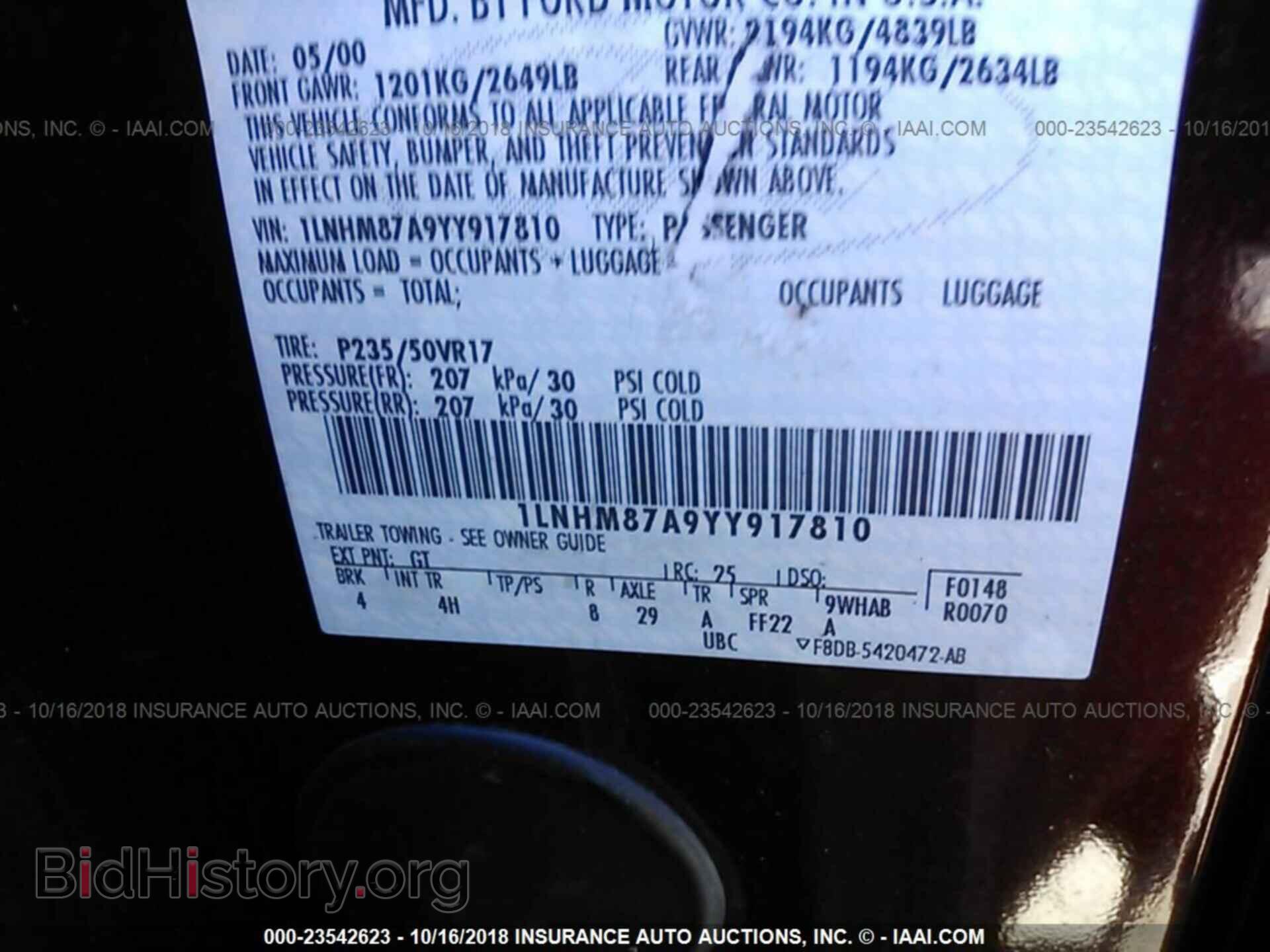 2000 LINCOLN LS - VIN: 1LNHM87A9YY917810 - Photo 9