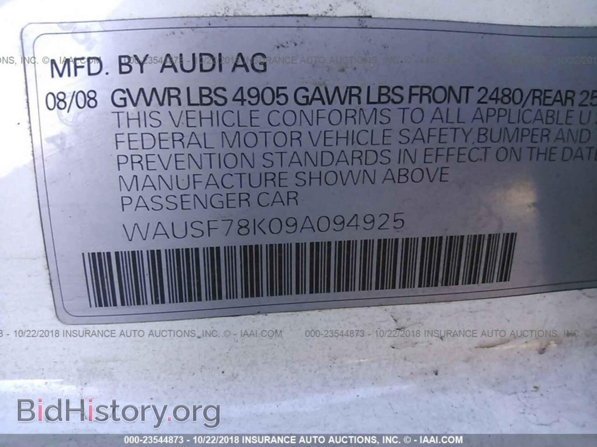 2009 AUDI A4 - VIN: WAUSF78K09A094925 - Photo 9