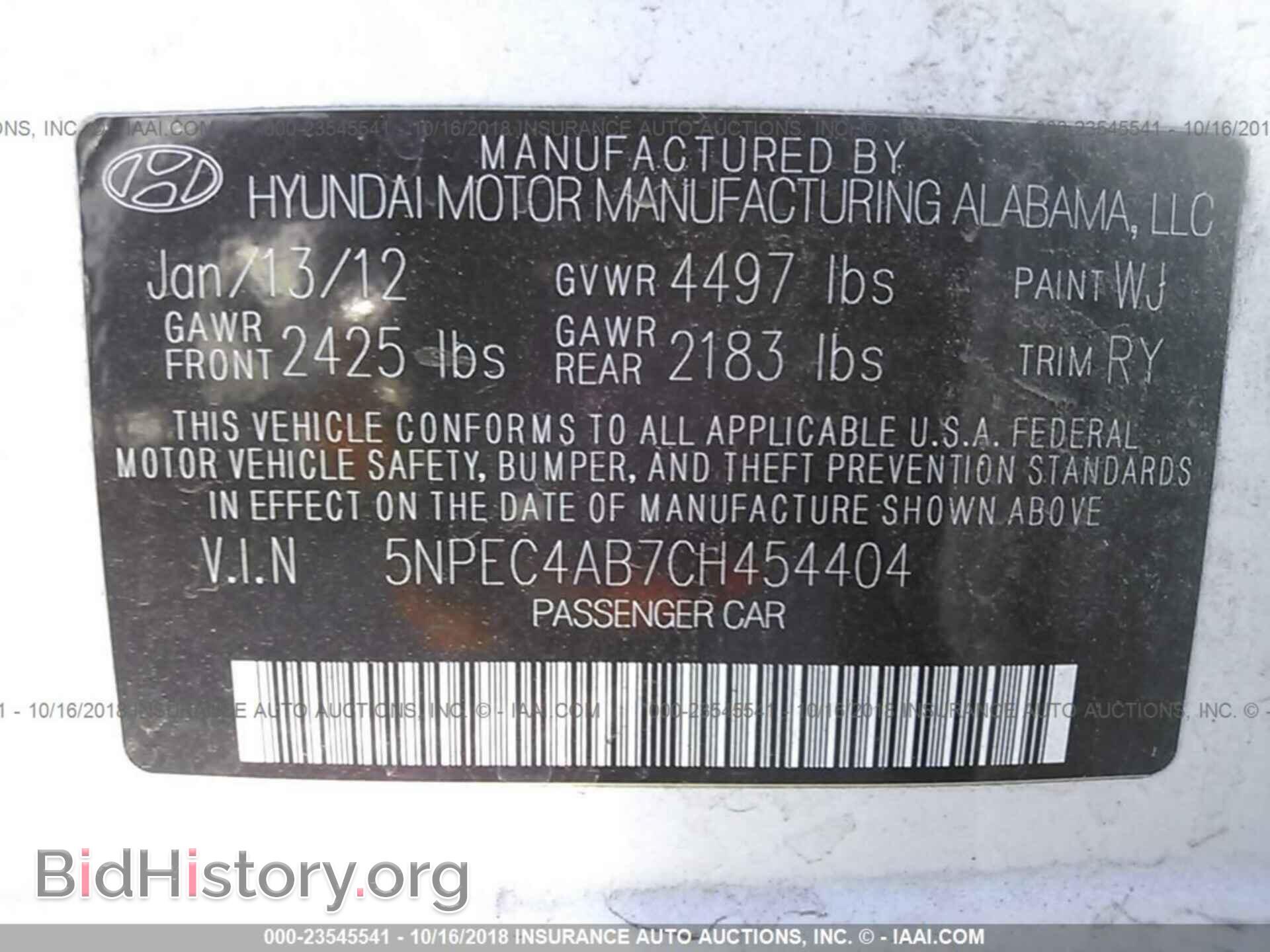 2012 Hyundai Sonata - VIN: 5NPEC4AB7CH454404 - Photo 9
