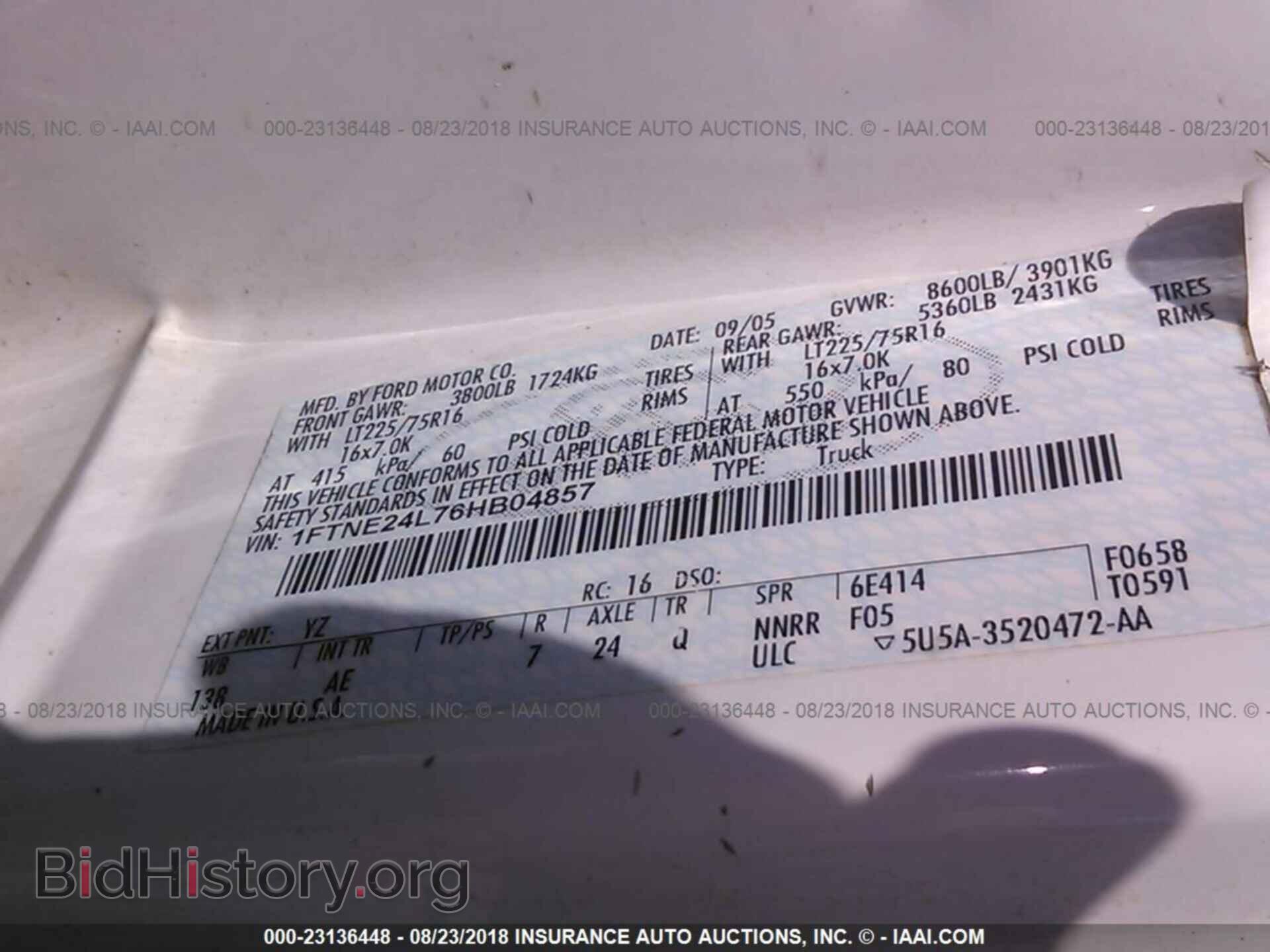 2006 FORD ECONOLINE - VIN: 1FTNE24L76HB04857 - Фото 9
