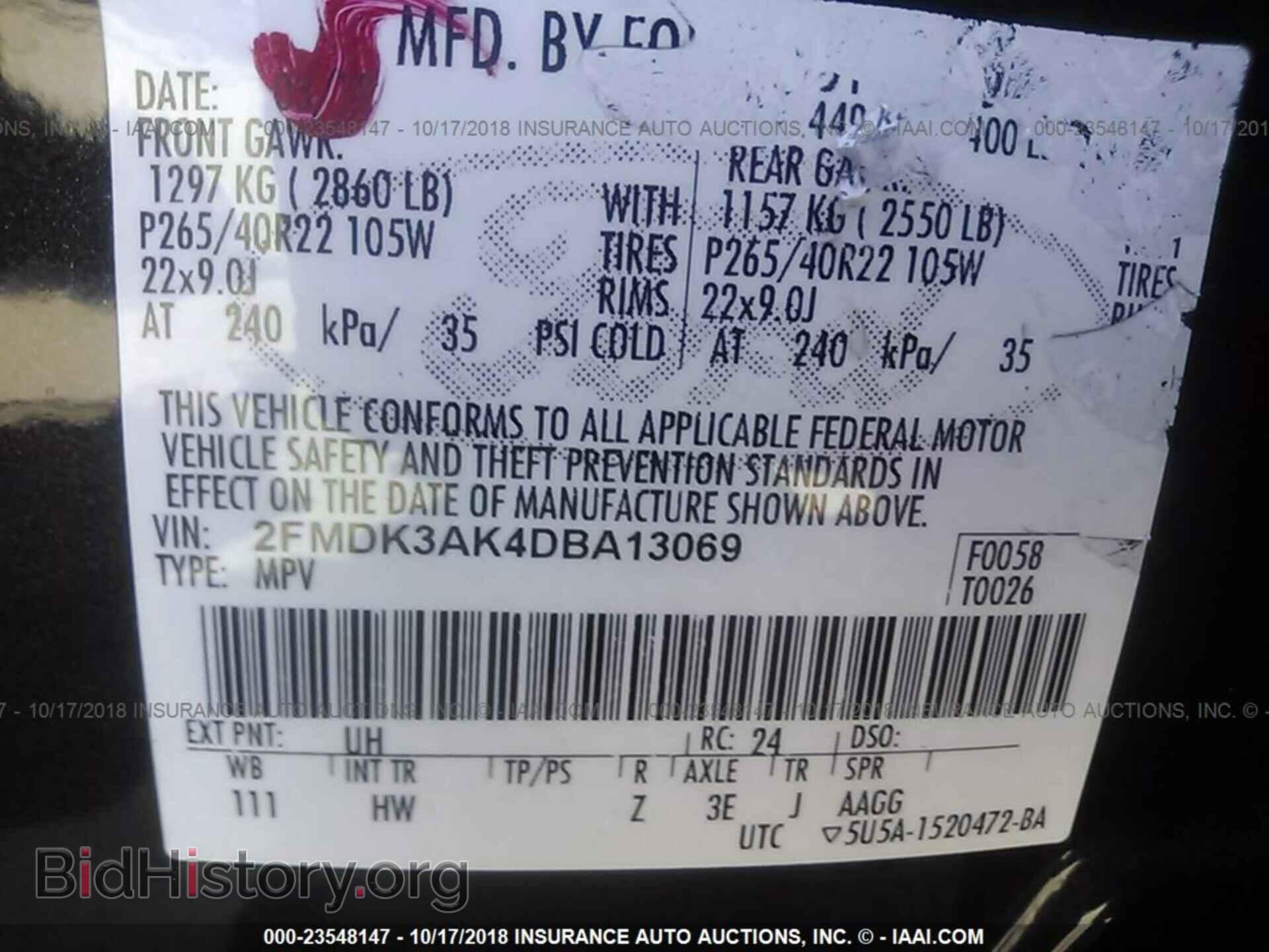 2013 FORD EDGE - VIN: 2FMDK3AK4DBA13069 - Фото 9