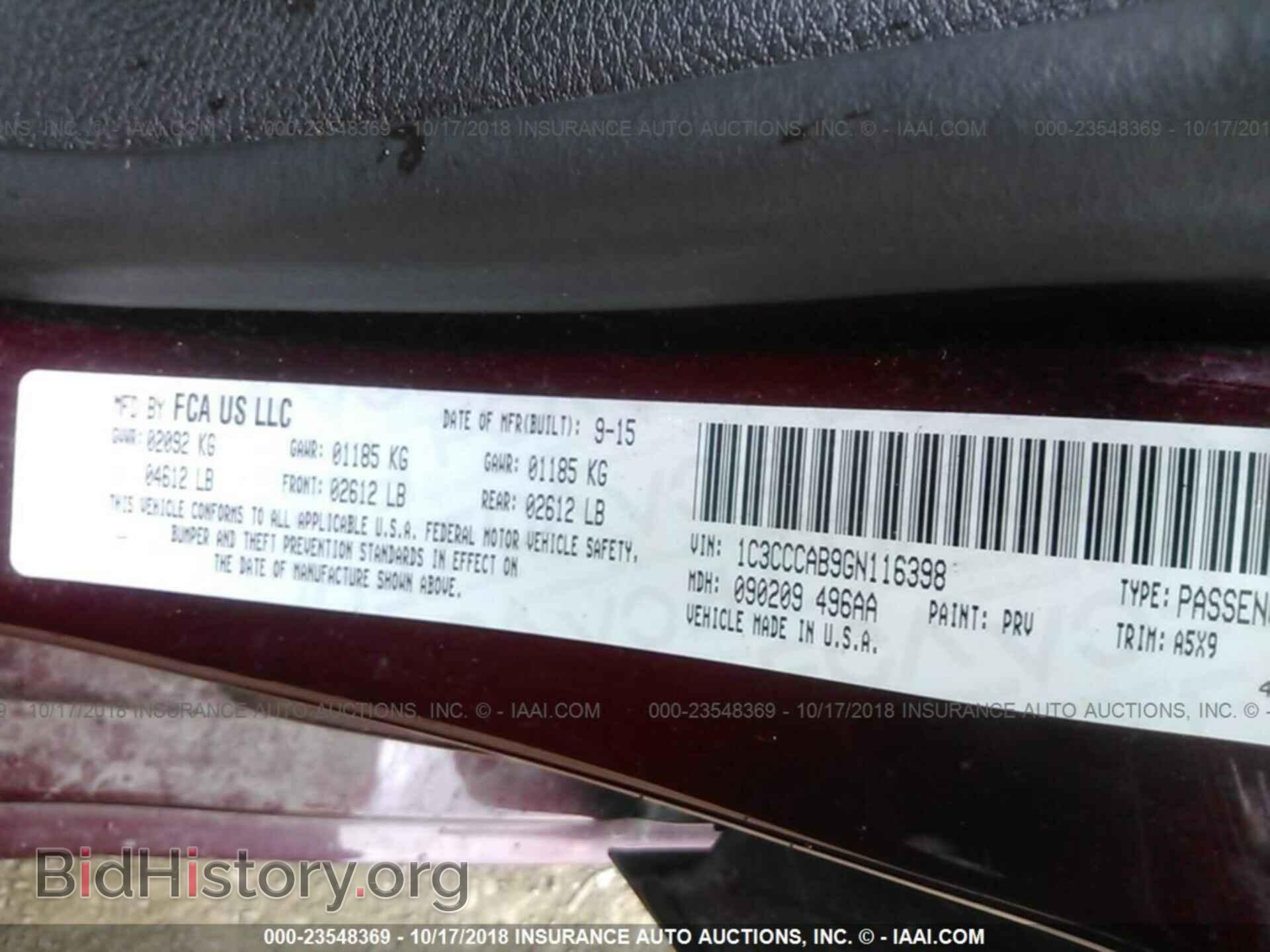 2016 Chrysler 200 - VIN: 1C3CCCAB9GN116398 - Photo 9