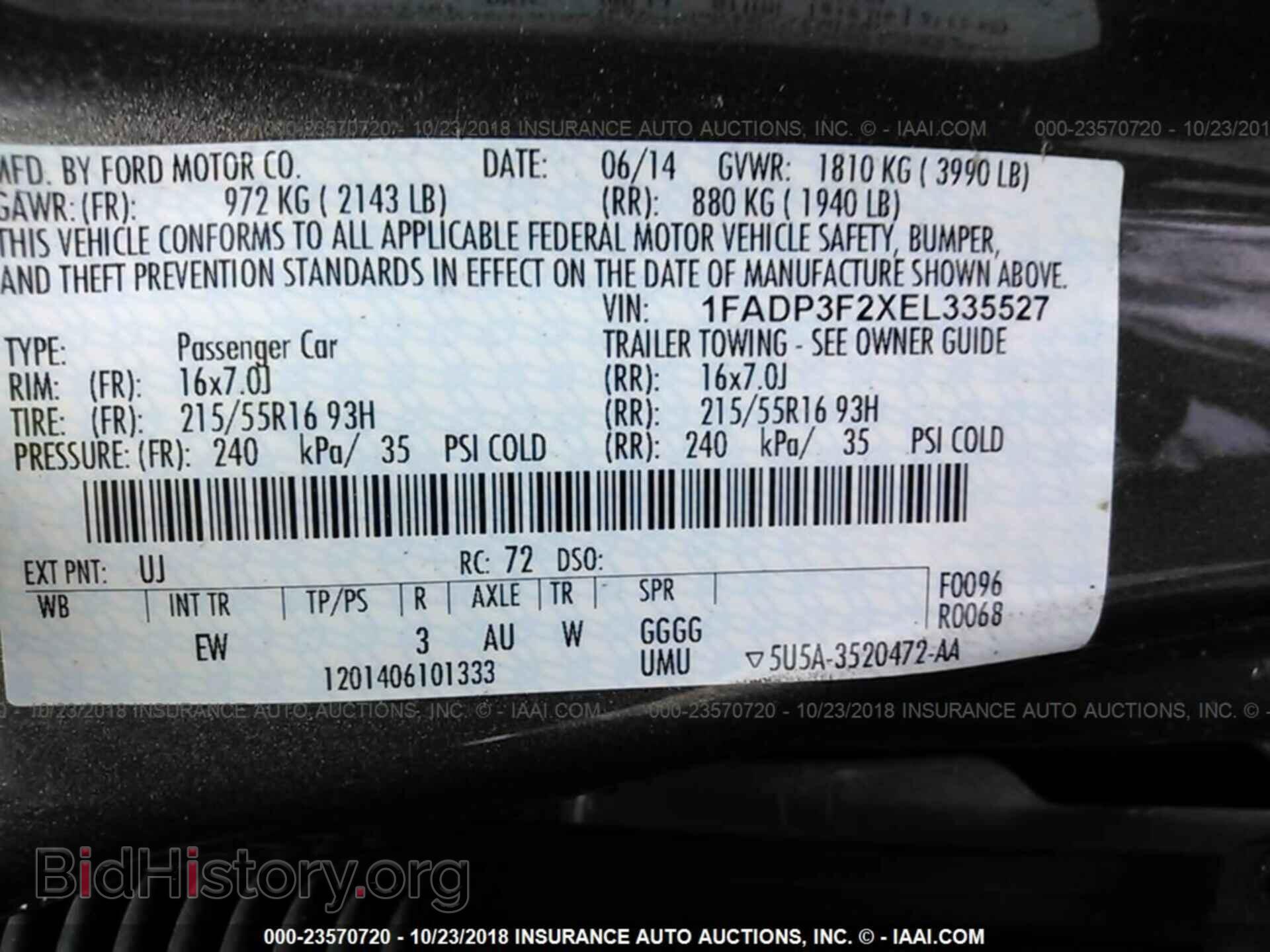 2014 FORD FOCUS - VIN: 1FADP3F2XEL335527 - Фото 9
