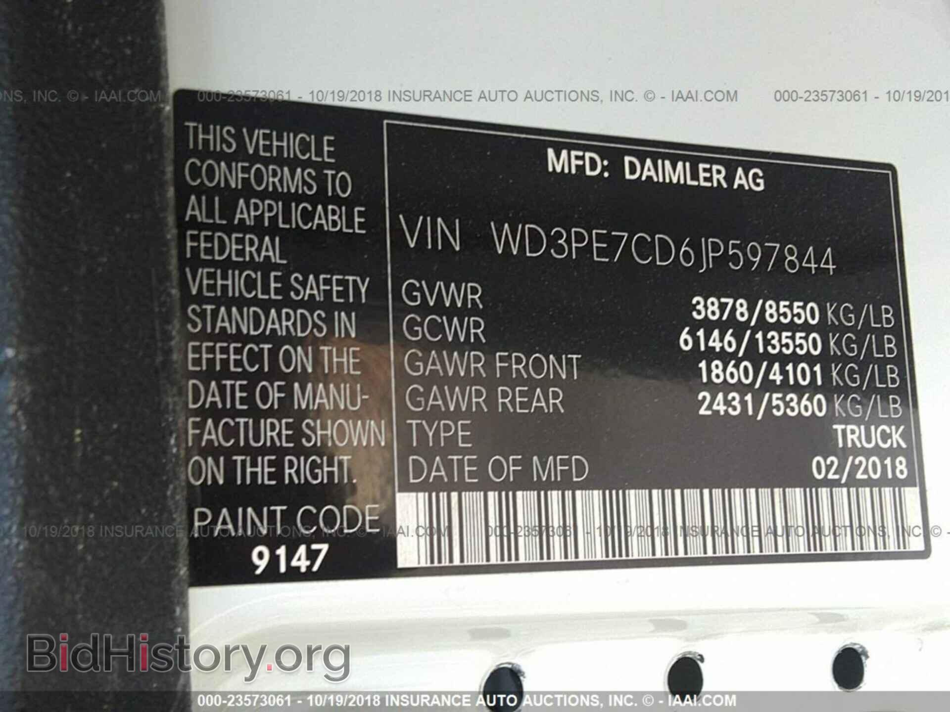 2018 Mercedes-benz Sprinter - VIN: WD3PE7CD6JP597844 - Фото 9
