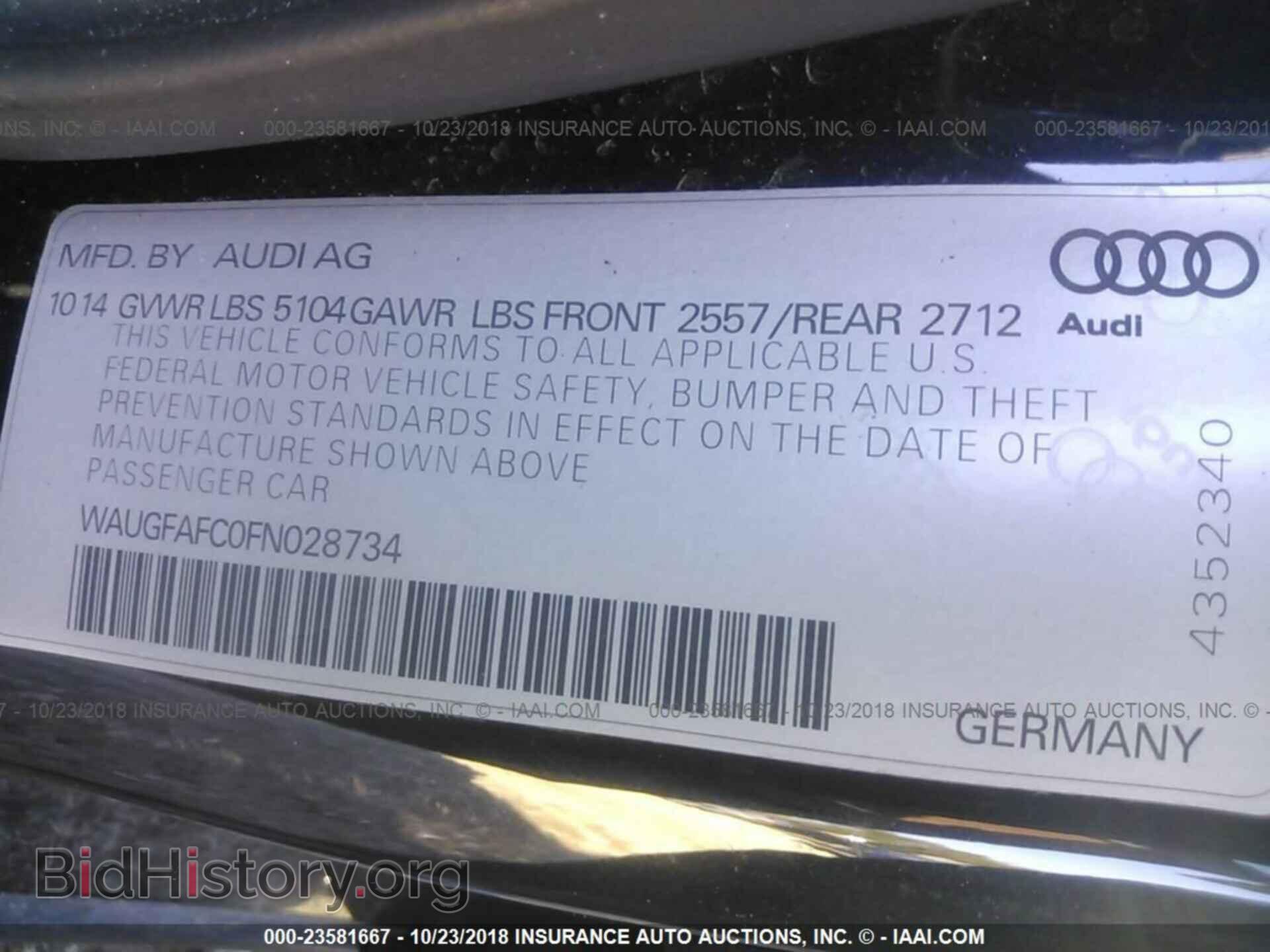 2015 Audi A6 - VIN: WAUGFAFC0FN028734 - Photo 9