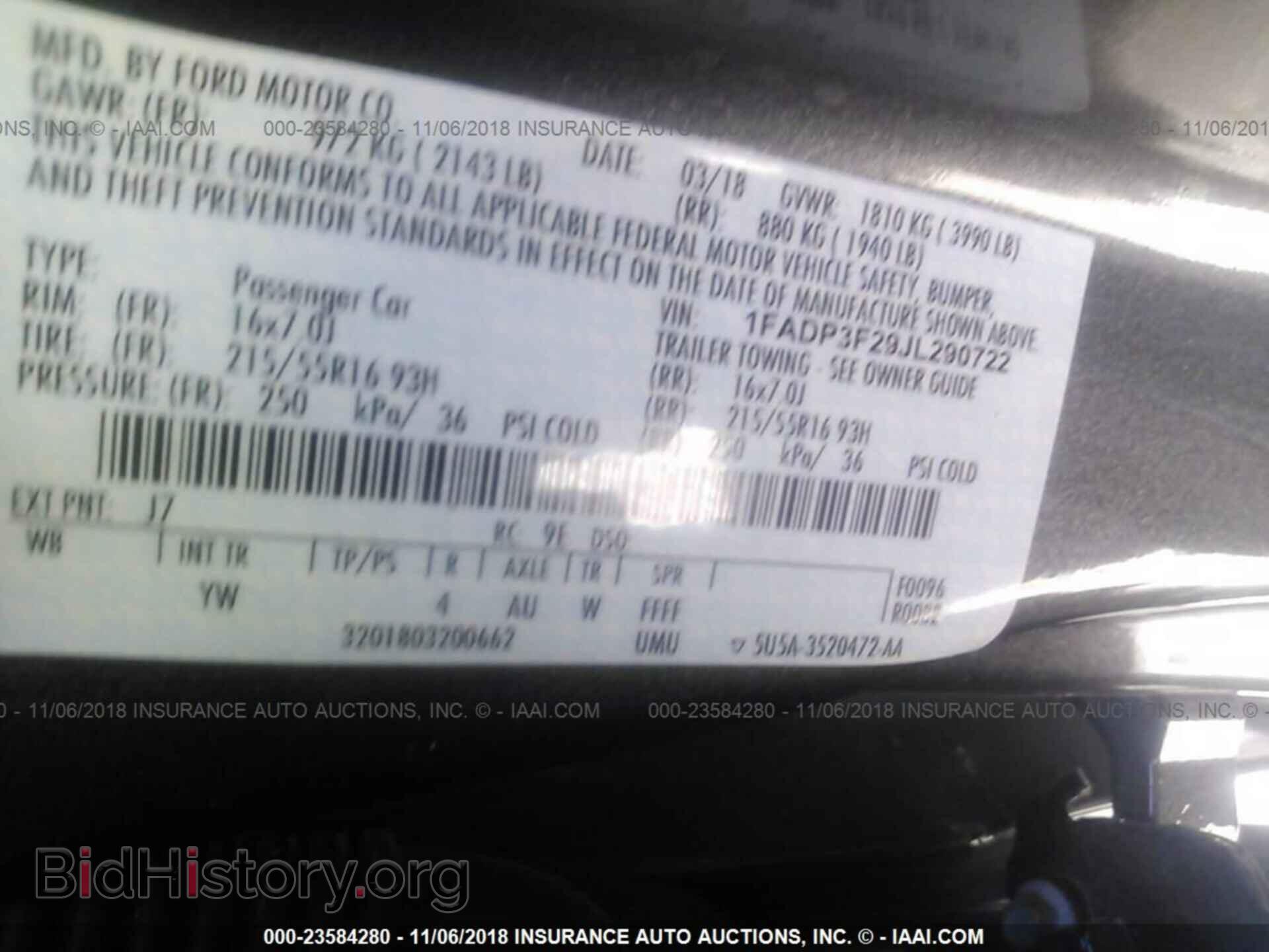 2018 FORD FOCUS - VIN: 1FADP3F29JL290722 - Фото 9