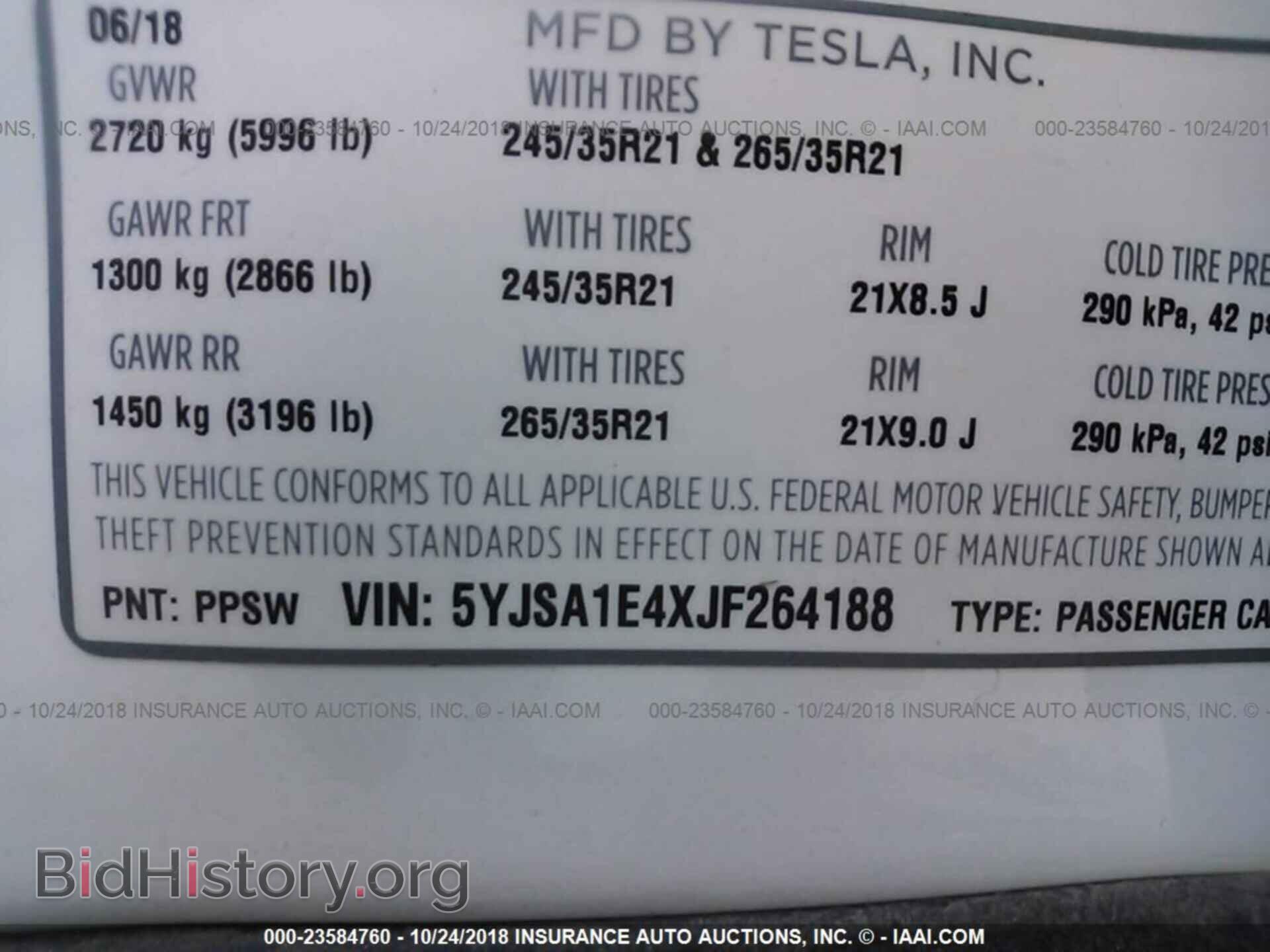 2018 TESLA MODEL S - VIN: 5YJSA1E4XJF264188 - Photo 9