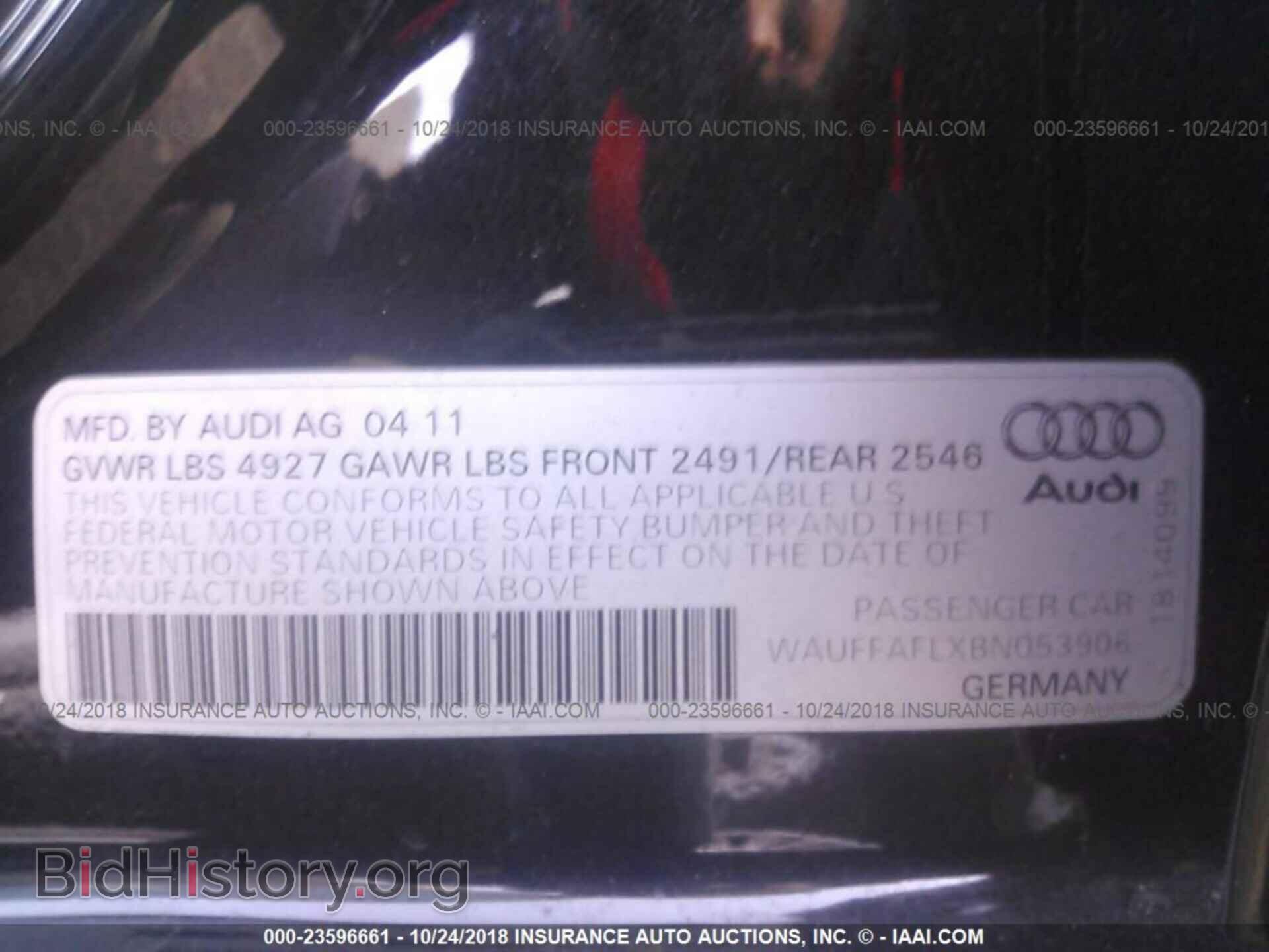 2011 AUDI A4 - VIN: WAUFFAFLXBN053906 - Фото 9