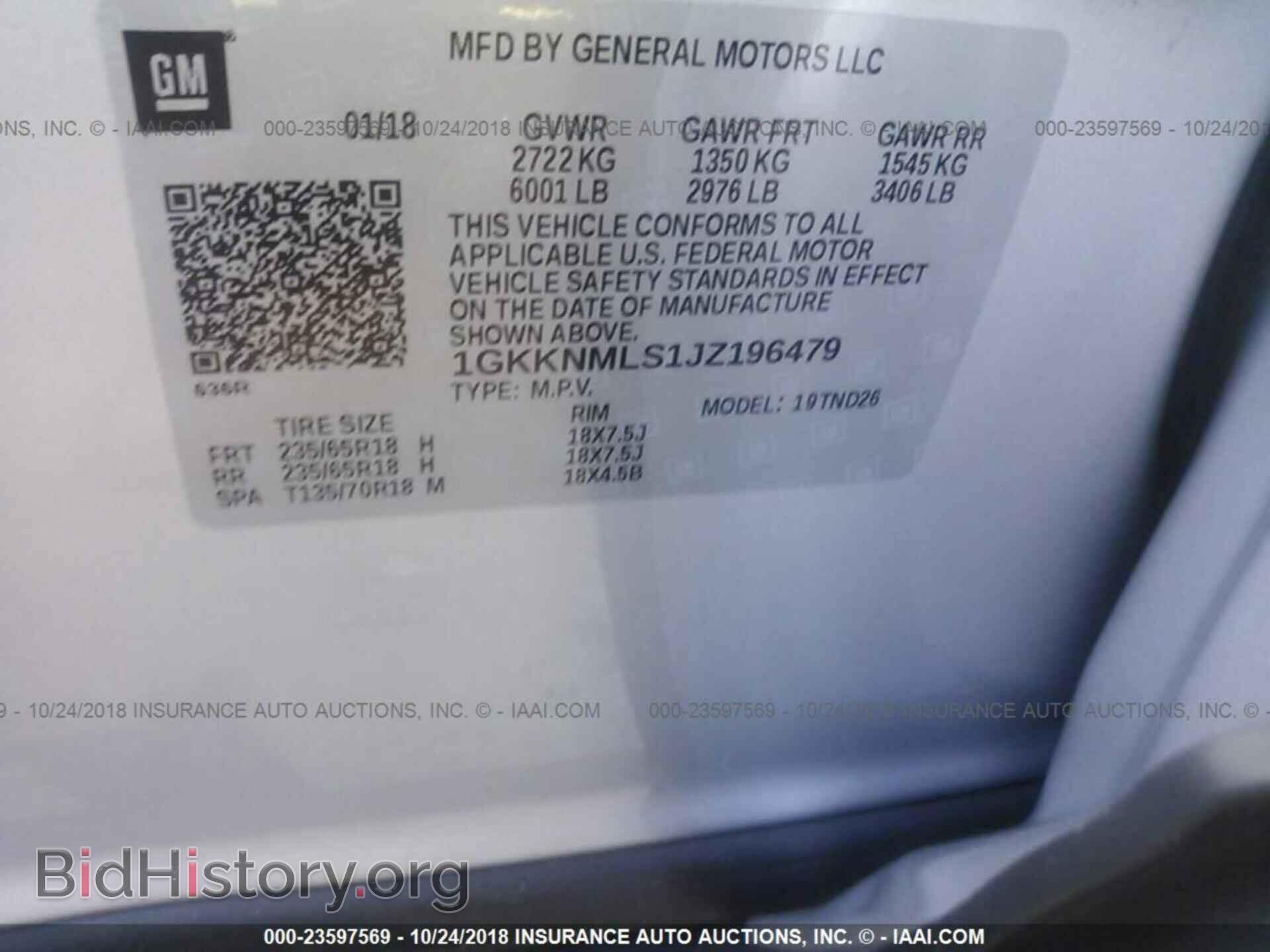 2018 Gmc Acadia - VIN: 1GKKNMLS1JZ196479 - Фото 9