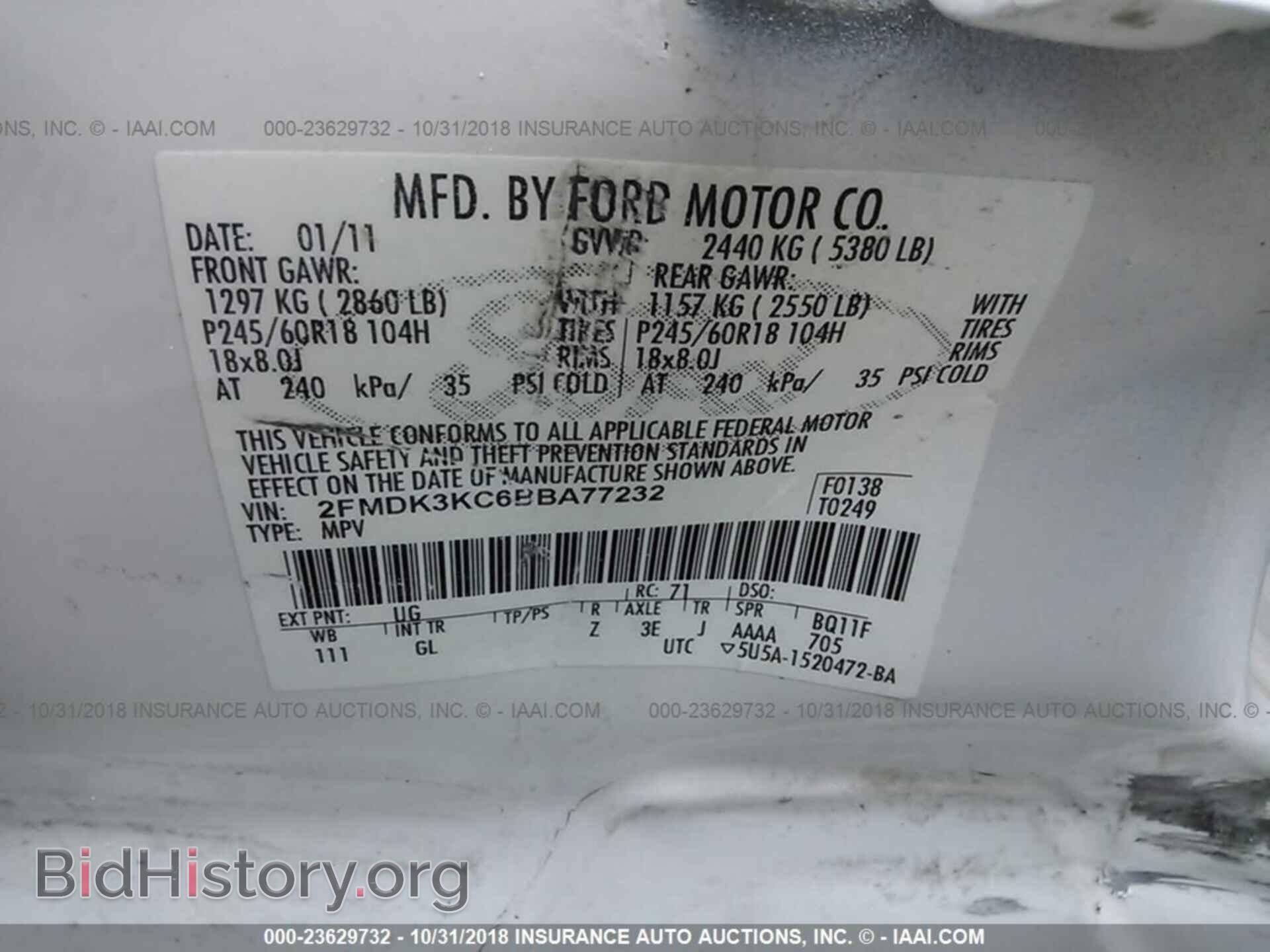 2011 FORD EDGE - VIN: 2FMDK3KC6BBA77232 - Фото 9